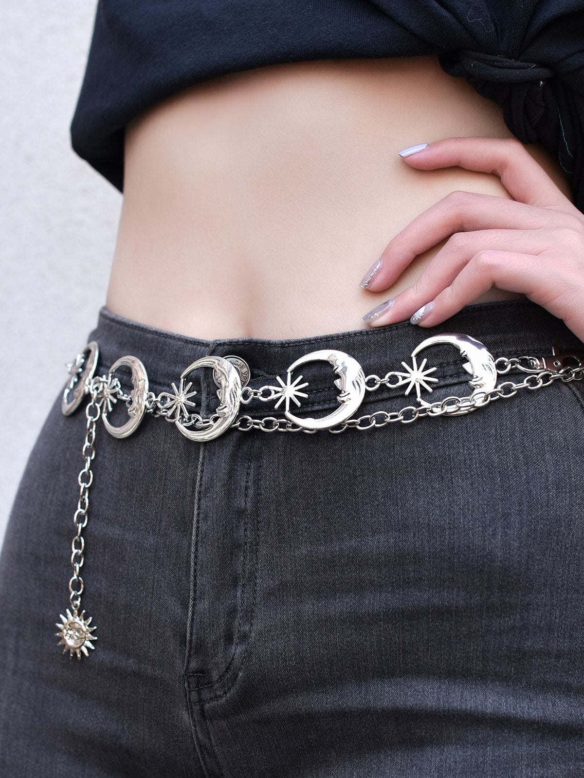 ✨WC09: Pinteresty Waist Chains: Half Moon Star (Silver)💫