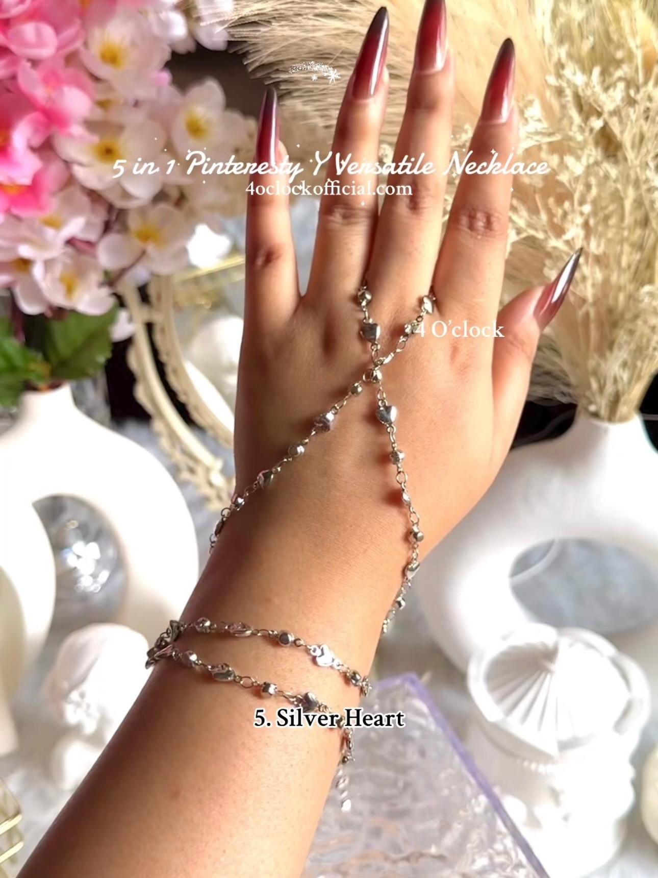 ✨5 in 1 neckpiece /handchain / bracelet stack: Silver Heart💫