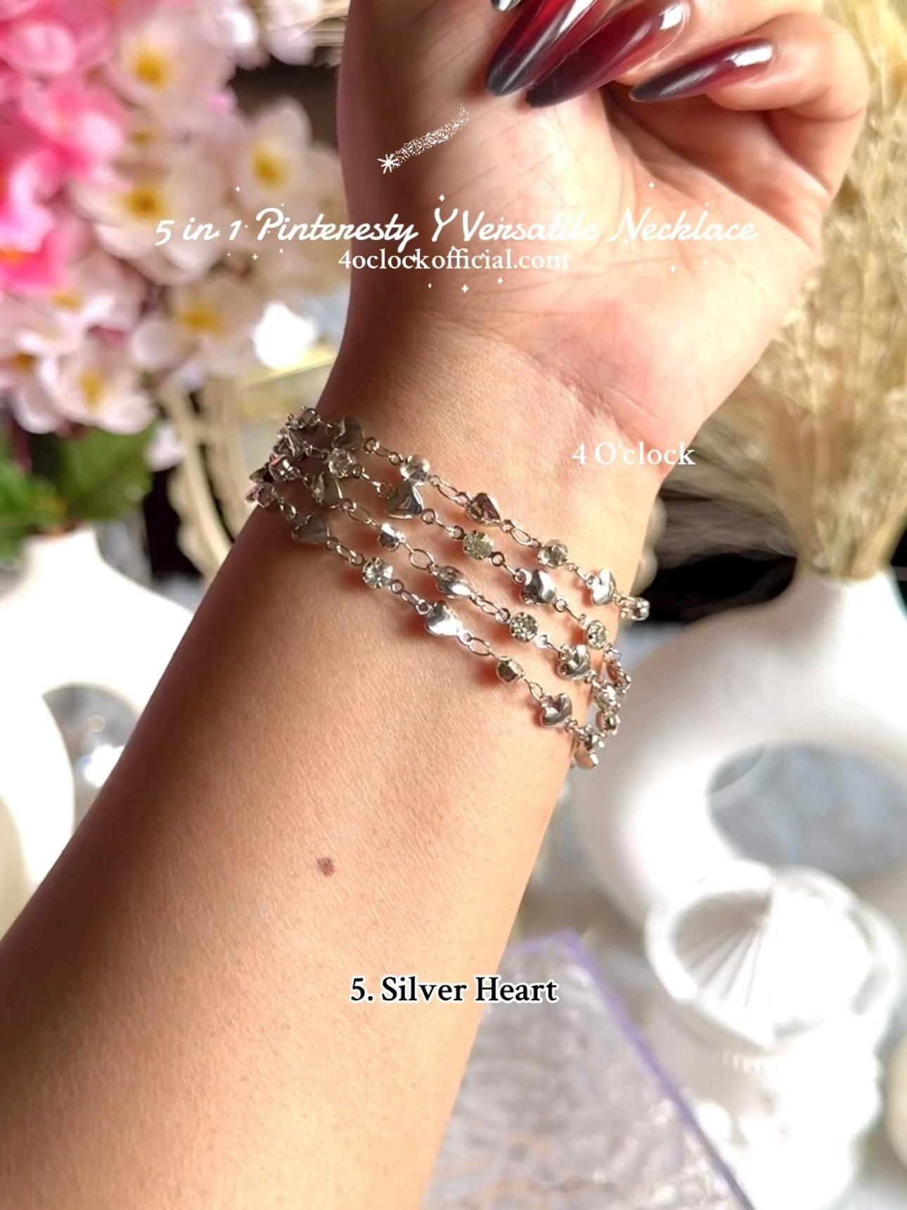 ✨5 in 1 neckpiece /handchain / bracelet stack: Silver Heart💫