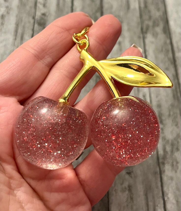 ✨🍒Pink Glitter Cherry Bag Charm/Keychain🍒✨