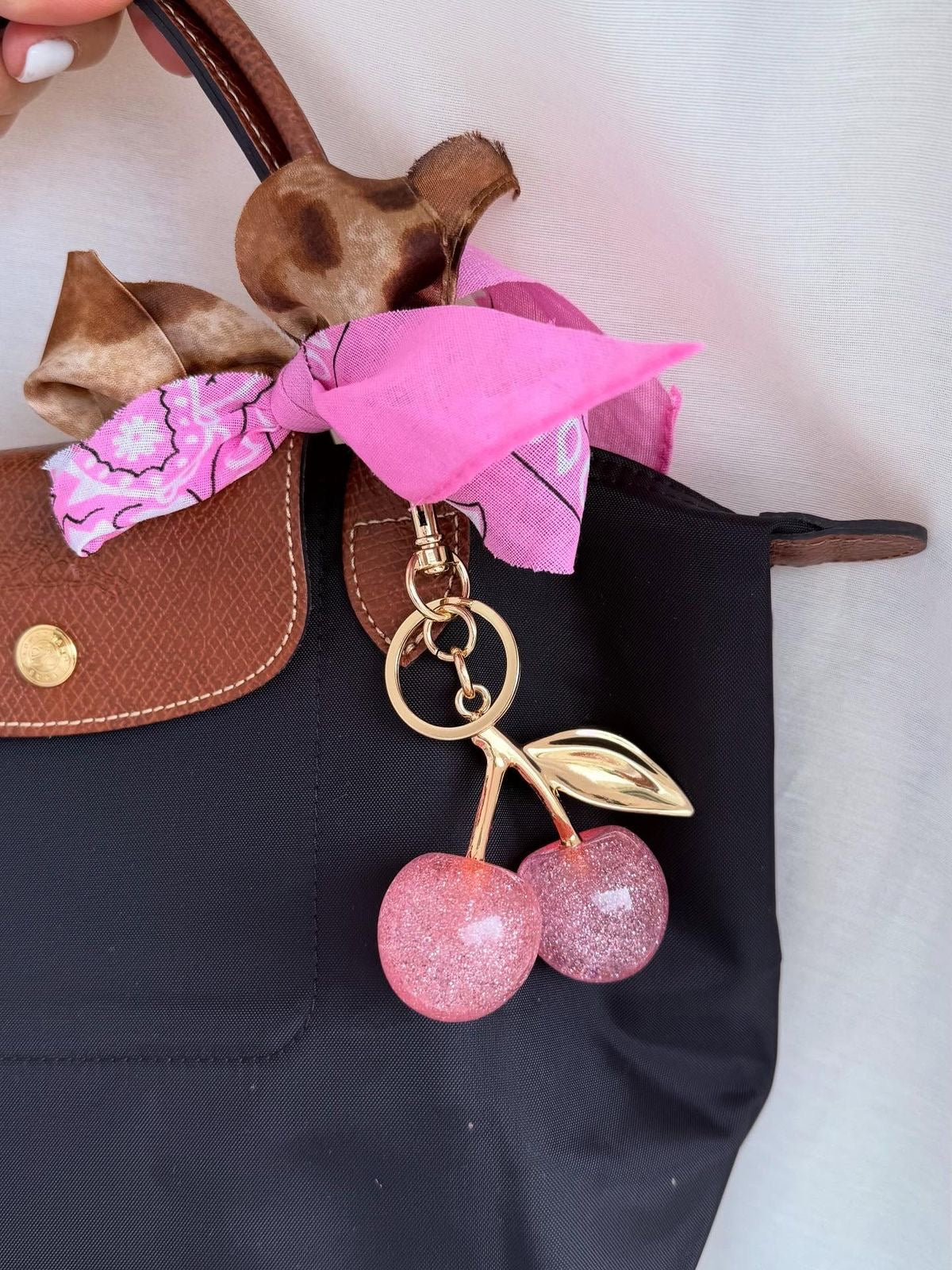 ✨🍒Pink Glitter Cherry Bag Charm/Keychain🍒✨