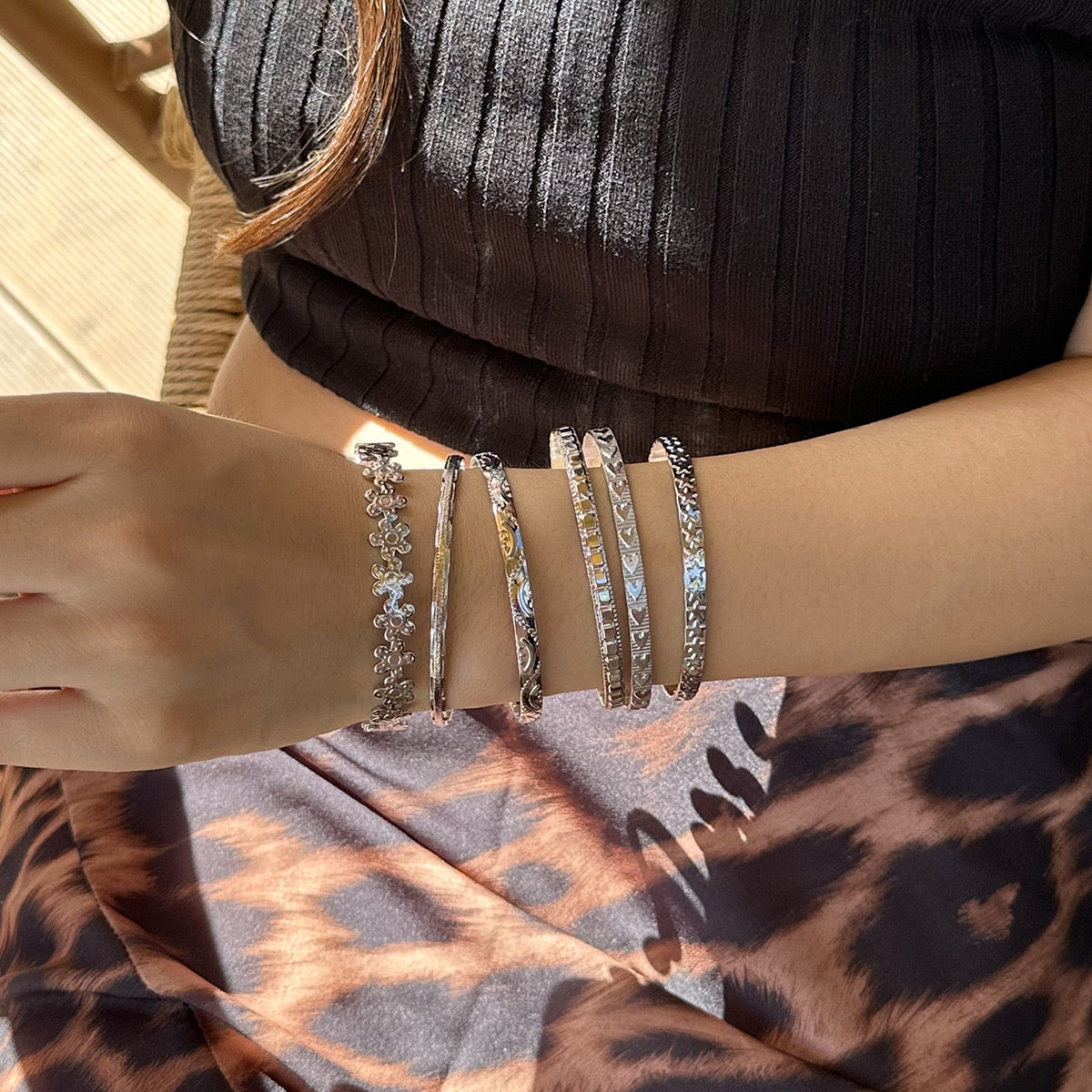 BOHO2: Boho Bangles: 6 pieces set (Silver)