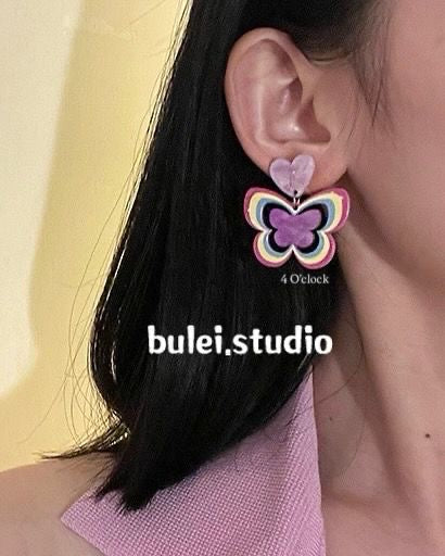 🫰🏻KE25: Korean Earrings: Purple Butterfly 🎀✨ - Main Image