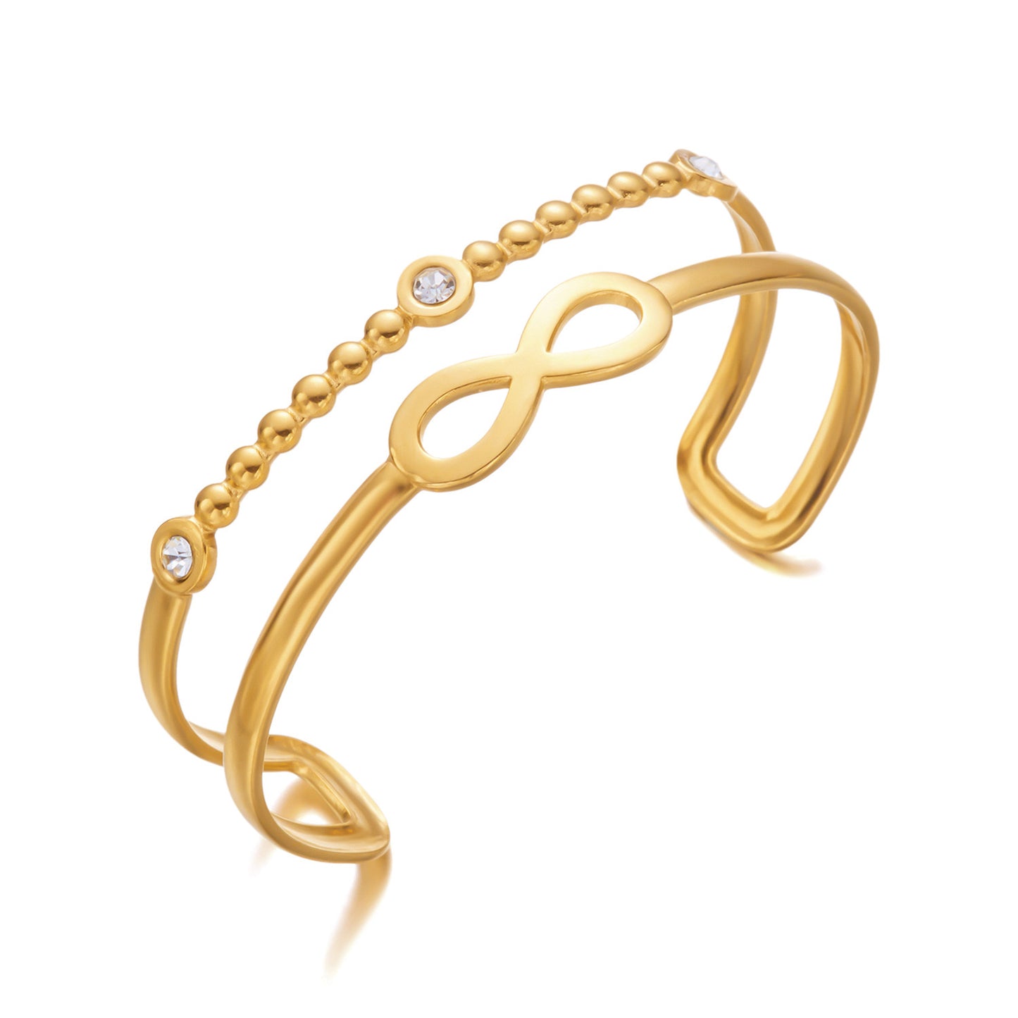 ✨HC142: 18k Gold Plated Stainless Steel Handcuff for Stack: Infinity Cuff (Golden)✨