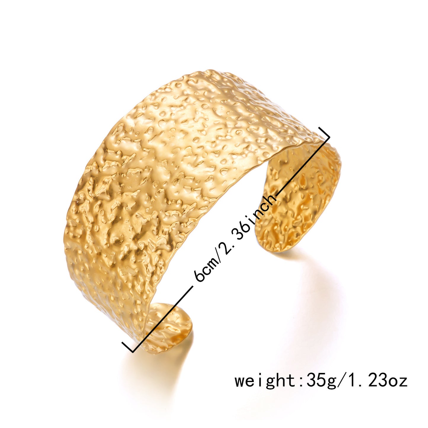 ✨HC145: 18k Gold Plated Stainless Steel Handcuff for Stack: Sculpt Cuff (Golden)✨