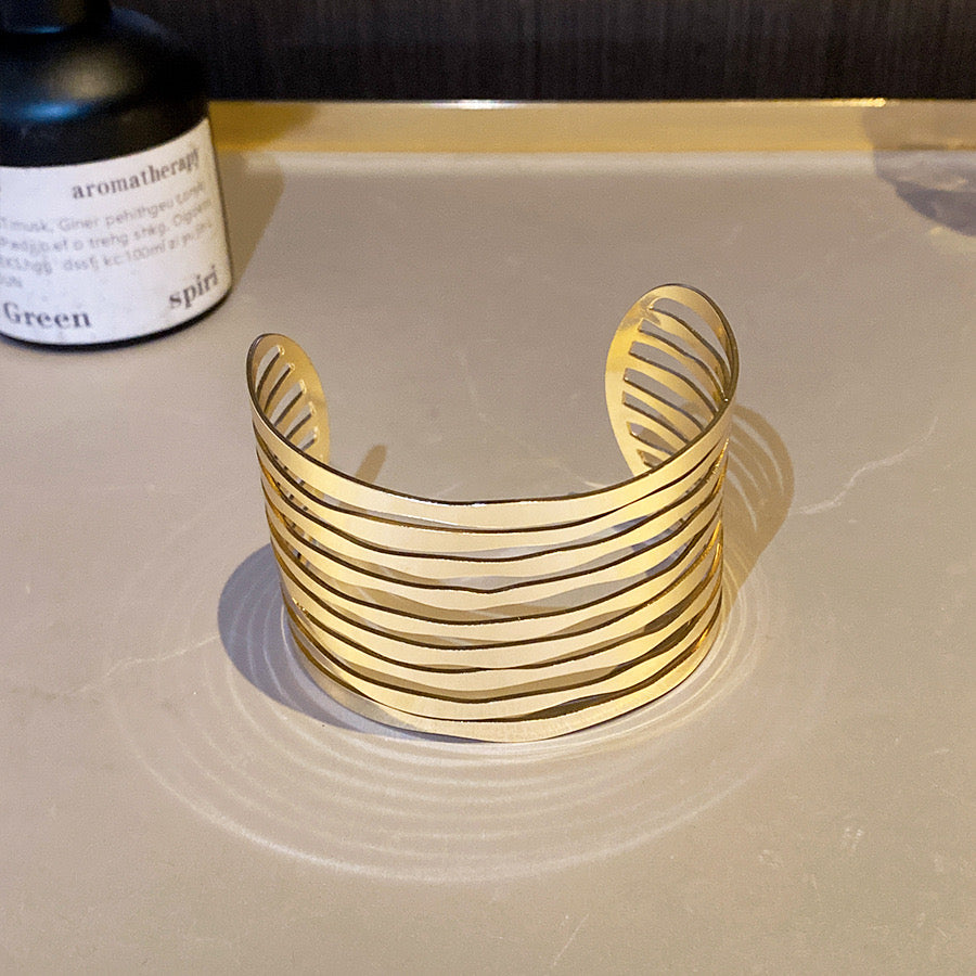 ✨HC127: Handcuff for Stack: Gold Multi Layer Liner Bracelet ✨
