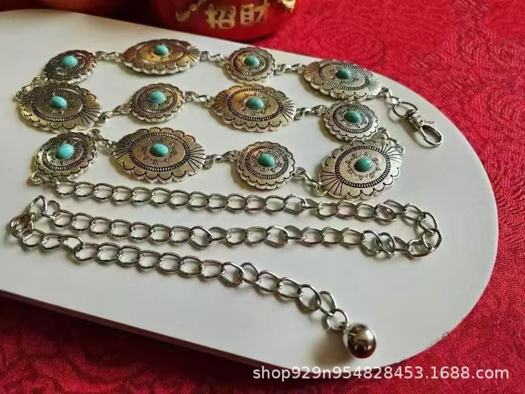 ✨WC12: Pinteresty Waist Chains: Blue Flower Turquoise 💫