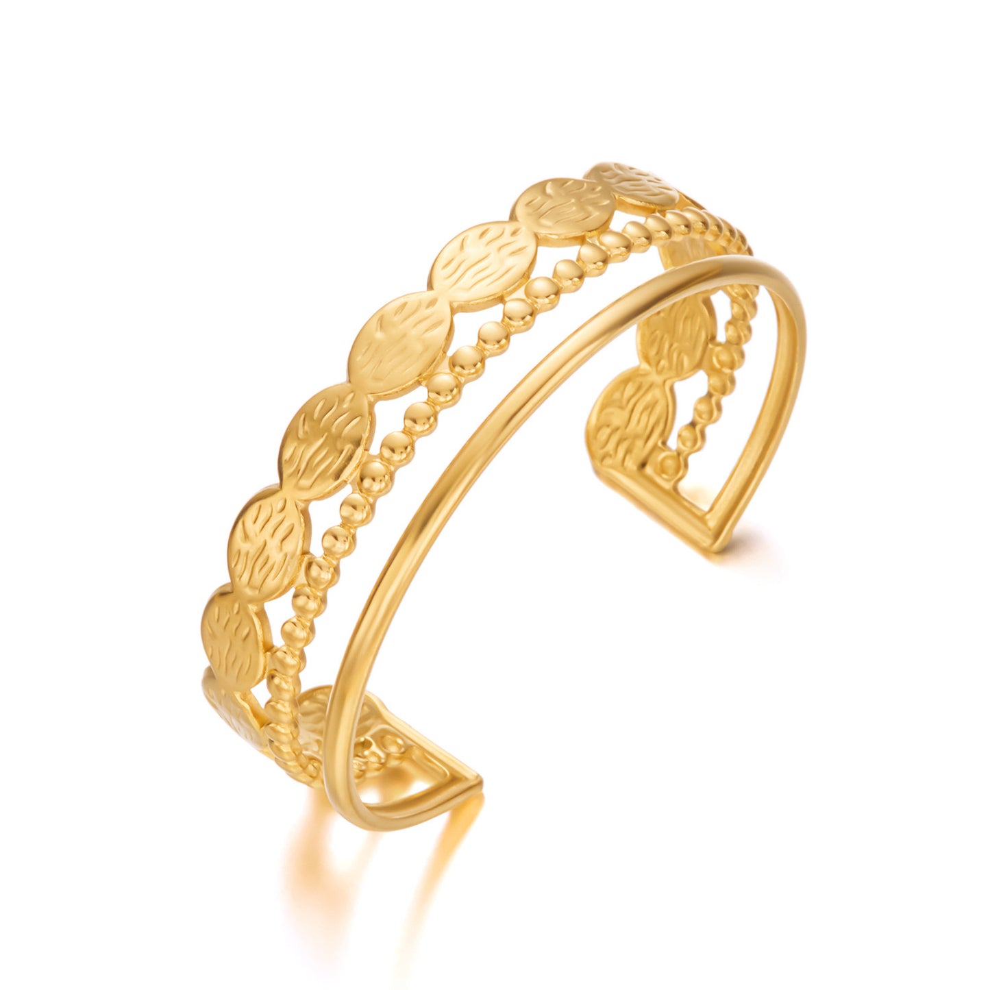 ✨HC144: 18k Gold Plated Stainless Steel Handcuff for Stack: Gleam Wafer (Golden)✨