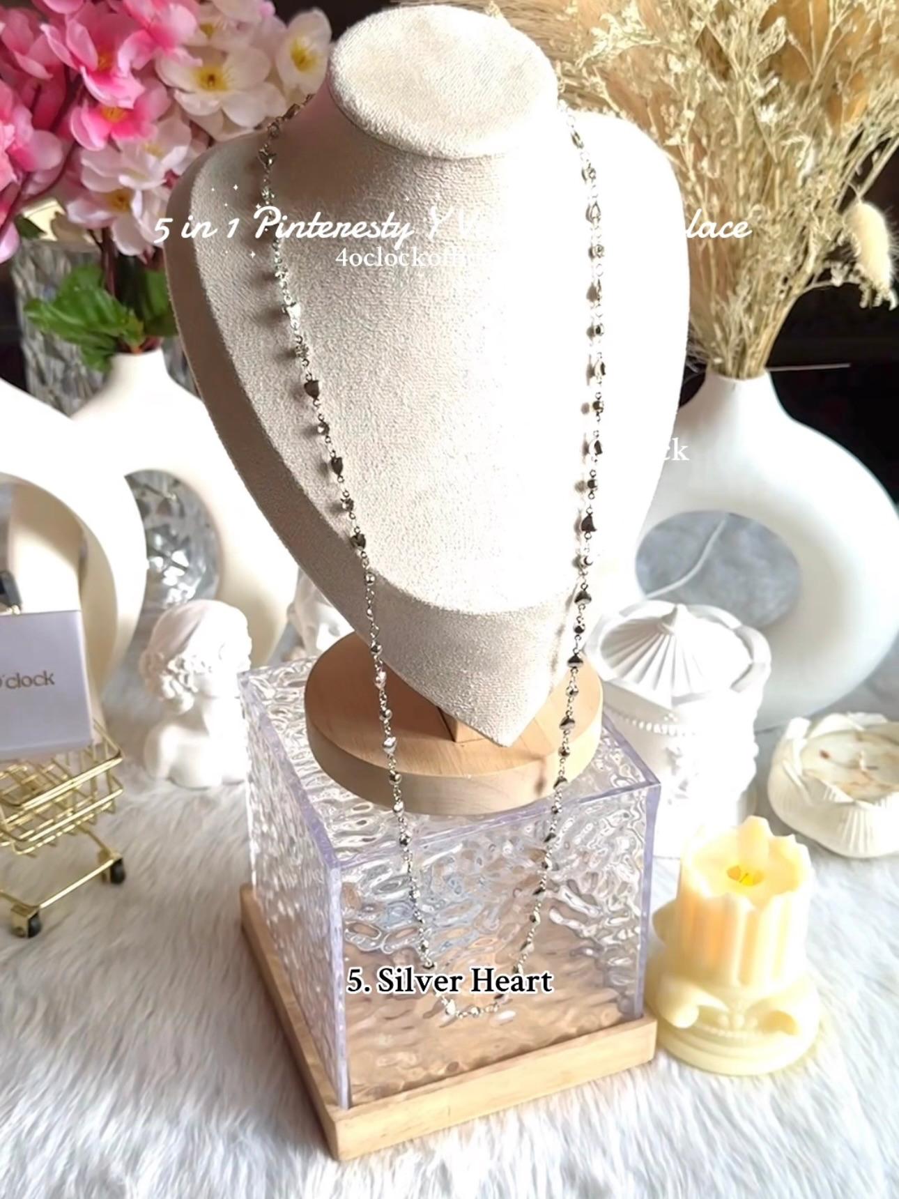 ✨5 in 1 neckpiece /handchain / bracelet stack: Silver Heart💫