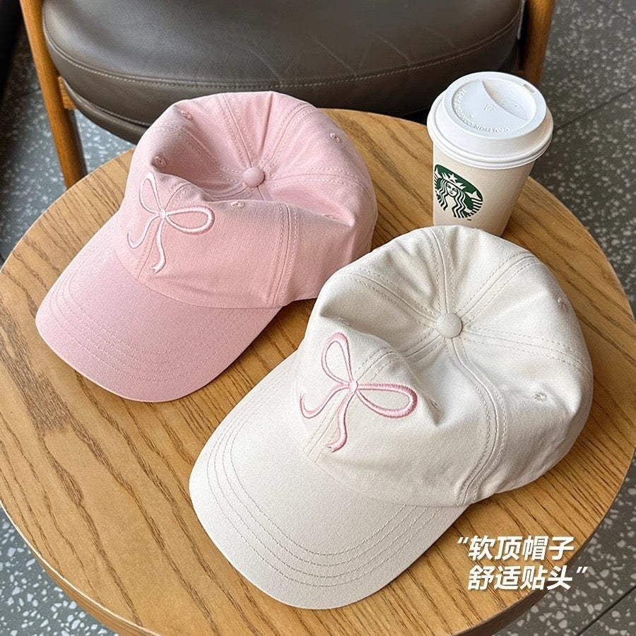 🧢🎀Pookie Bow Cap: Off White🎀🧢