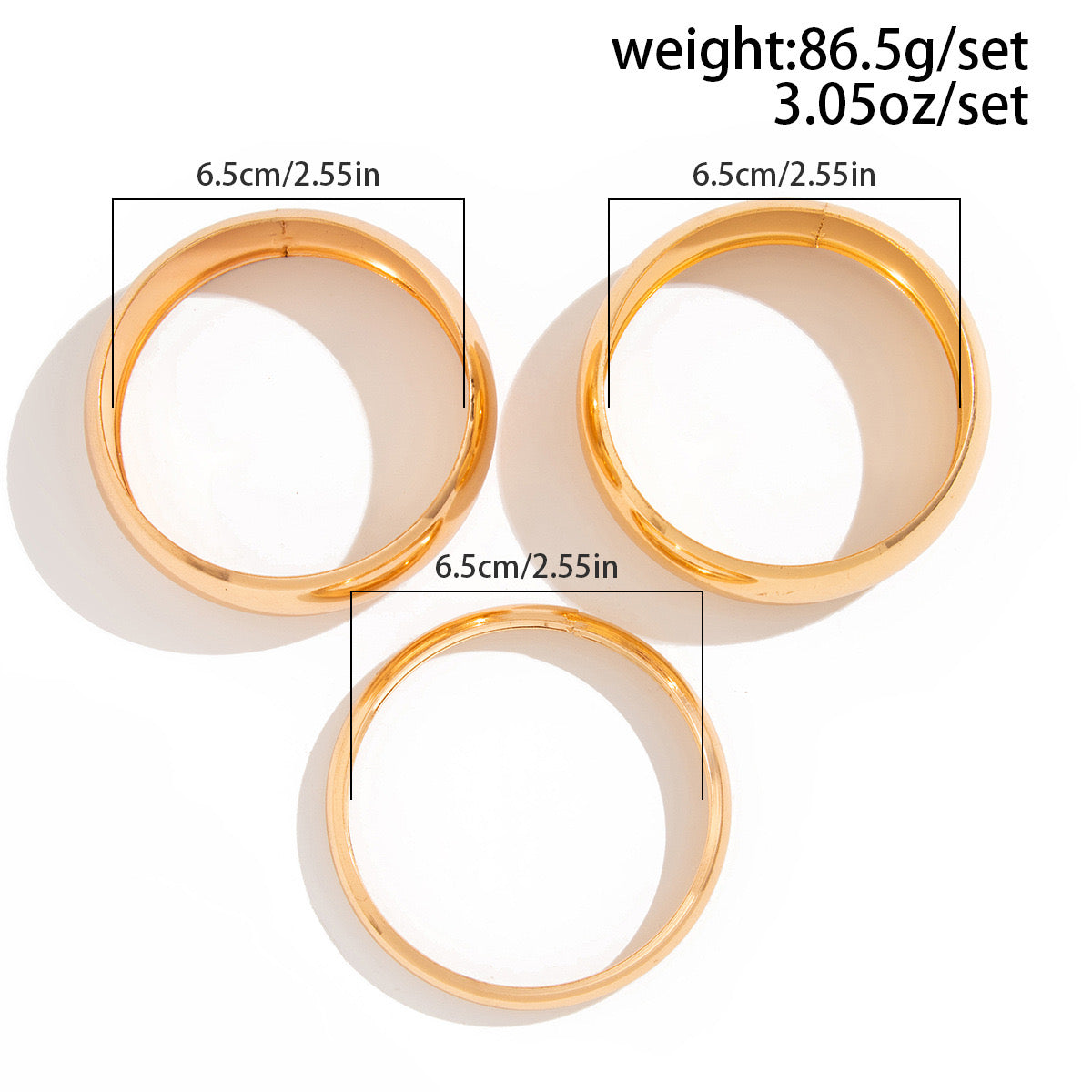 BOHO5: Boho Bangles: 3 pieces set (Golden)
