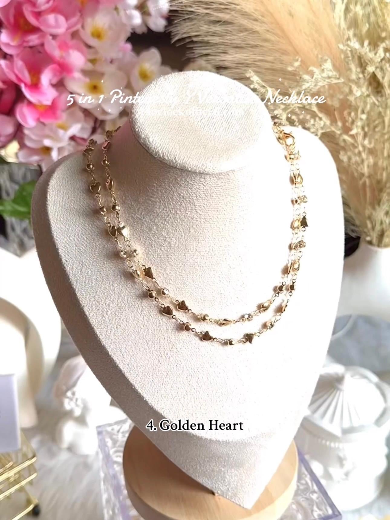 ✨5 in 1 neckpiece /handchain / bracelet stack: Golden Heart💫