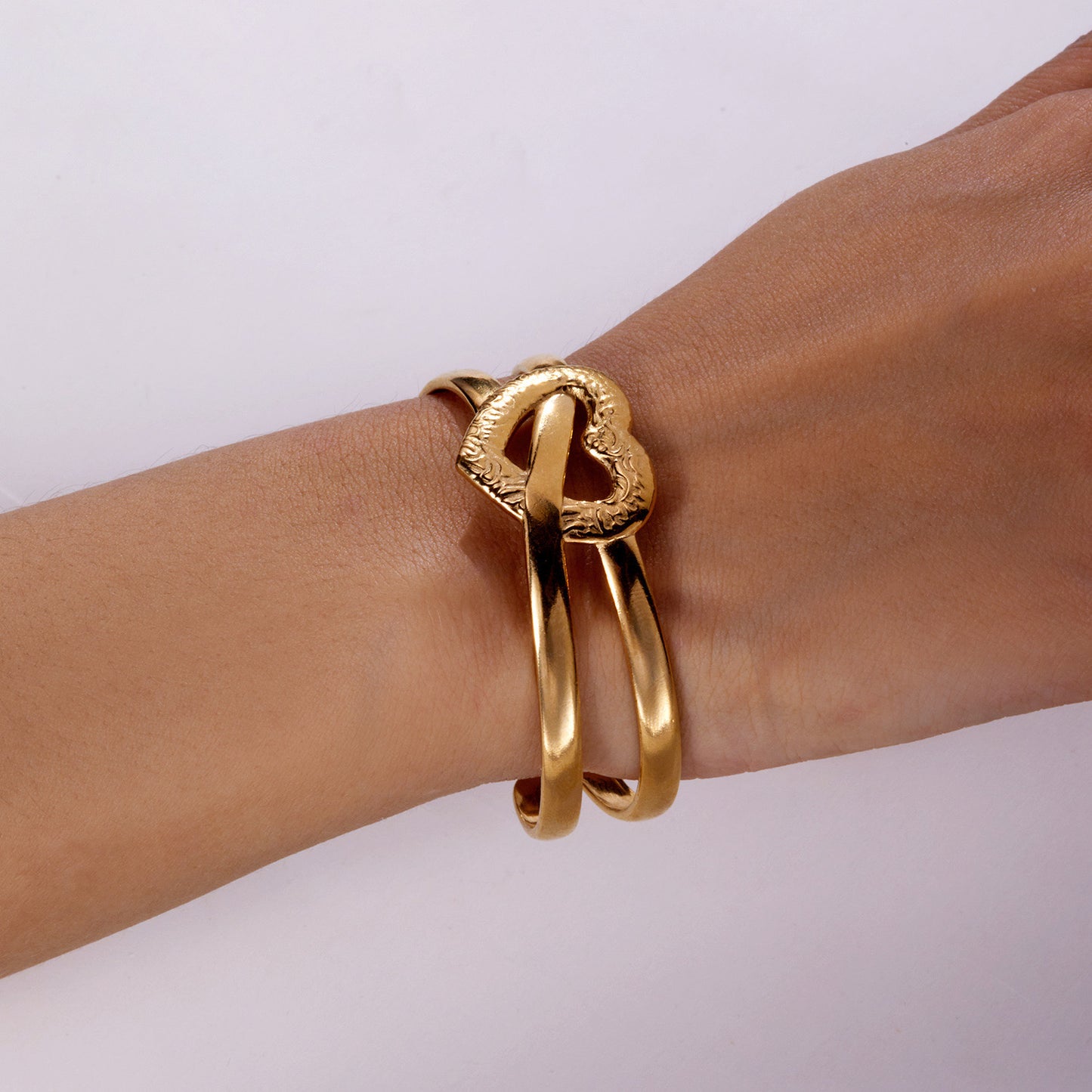 ✨HC143: 18k Gold Plated Stainless Steel Handcuff for Stack: Infinity Heart (Golden)✨