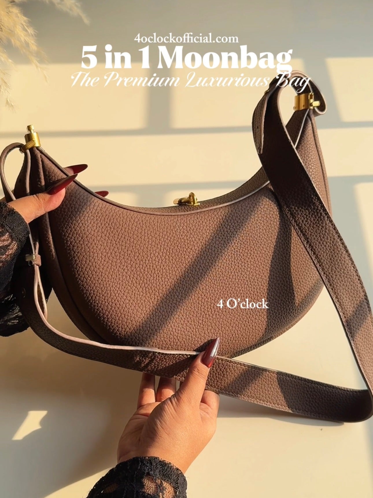 5 in 1 Premium Moonbag: Brand-Design Inspired Handbags: Black (With Box and Dust Bag)