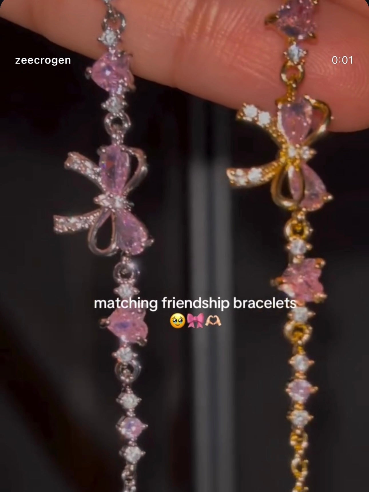 Golden: ✨🎀Bow Pink Stone Bracelet🎀✨ (Without box)