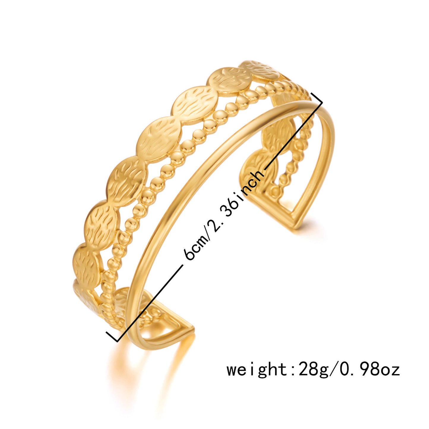 ✨HC144: 18k Gold Plated Stainless Steel Handcuff for Stack: Gleam Wafer (Golden)✨