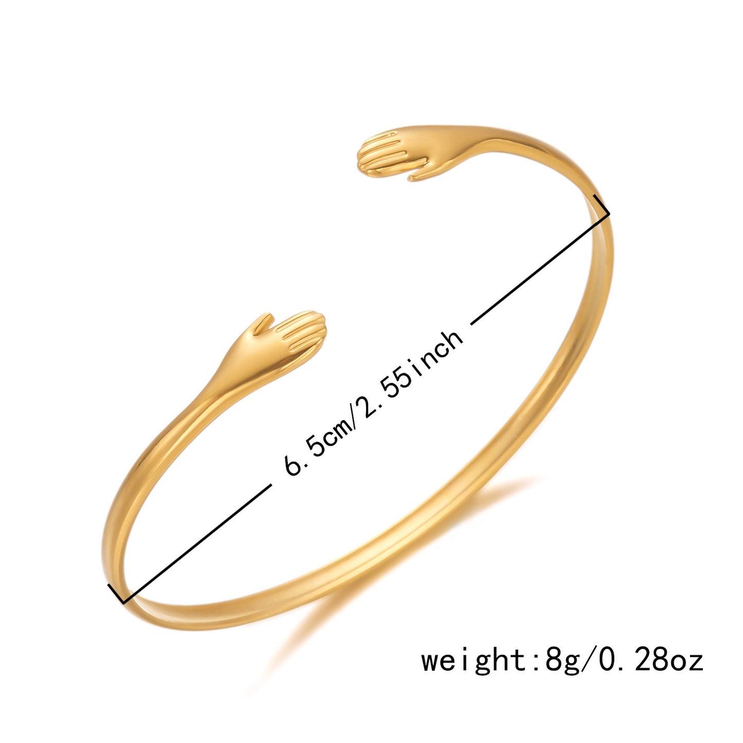 ✨HC147: 18k Gold Plated Stainless Steel Handcuff for Stack: Eternal Hand Cuff (Golden)✨