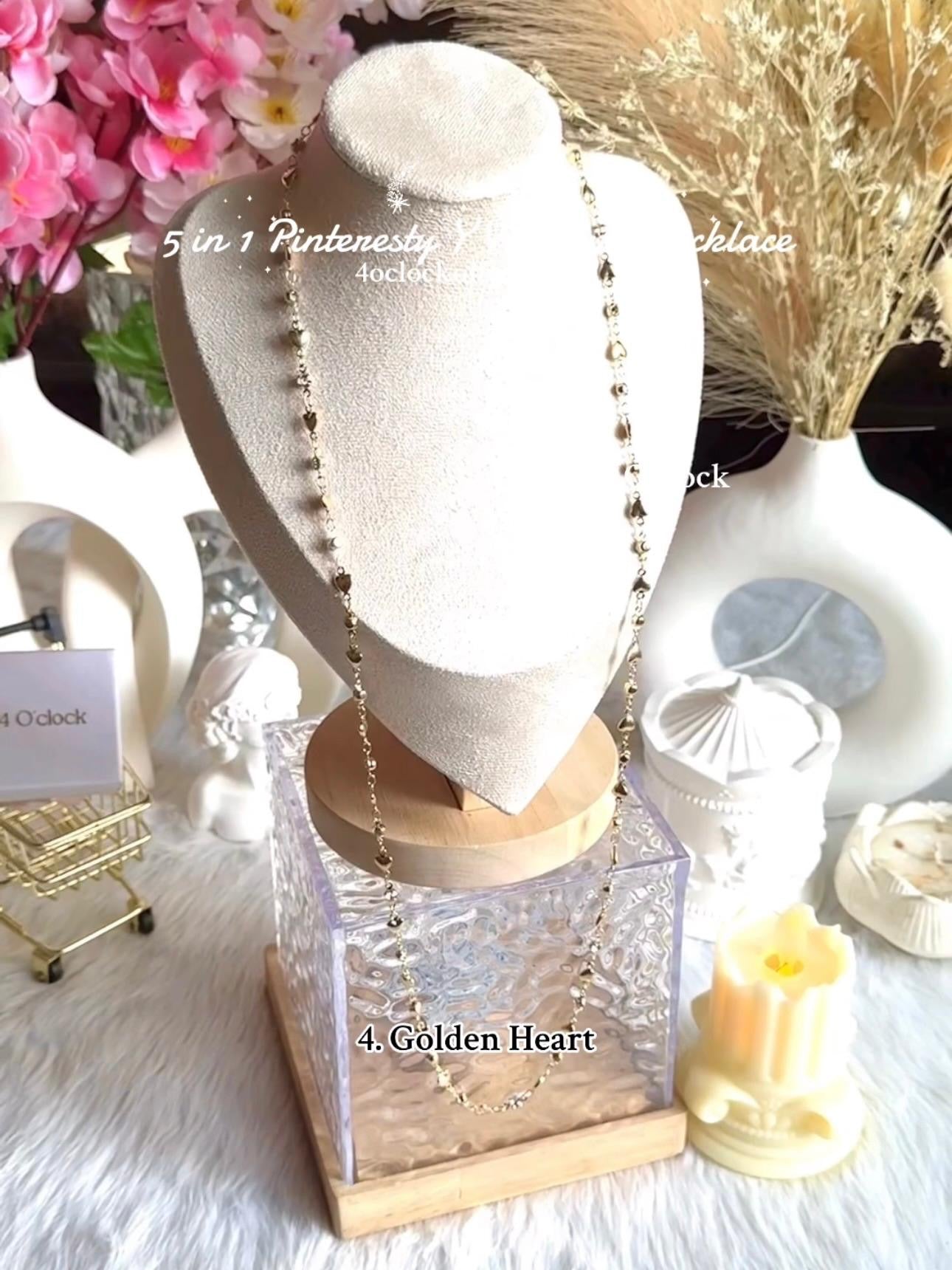 ✨5 in 1 neckpiece /handchain / bracelet stack: Golden Heart💫