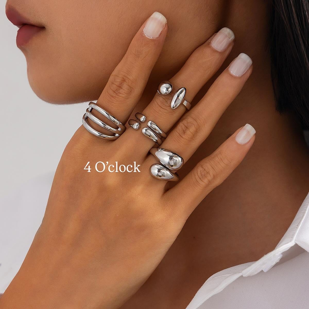 ✨RS32: Maximalistic Finger Ring Sets (Silver) -4pc✨