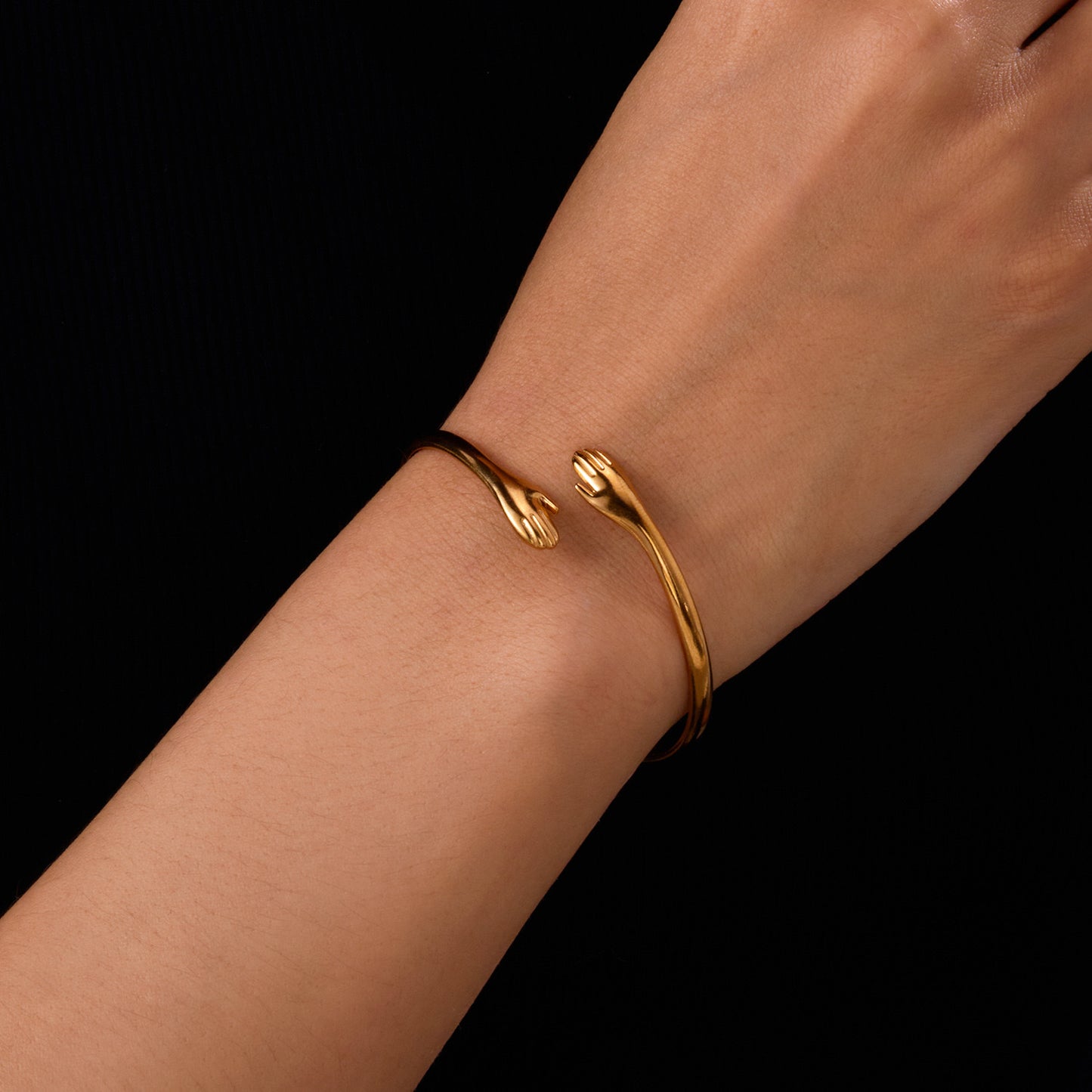 ✨HC147: 18k Gold Plated Stainless Steel Handcuff for Stack: Eternal Hand Cuff (Golden)✨