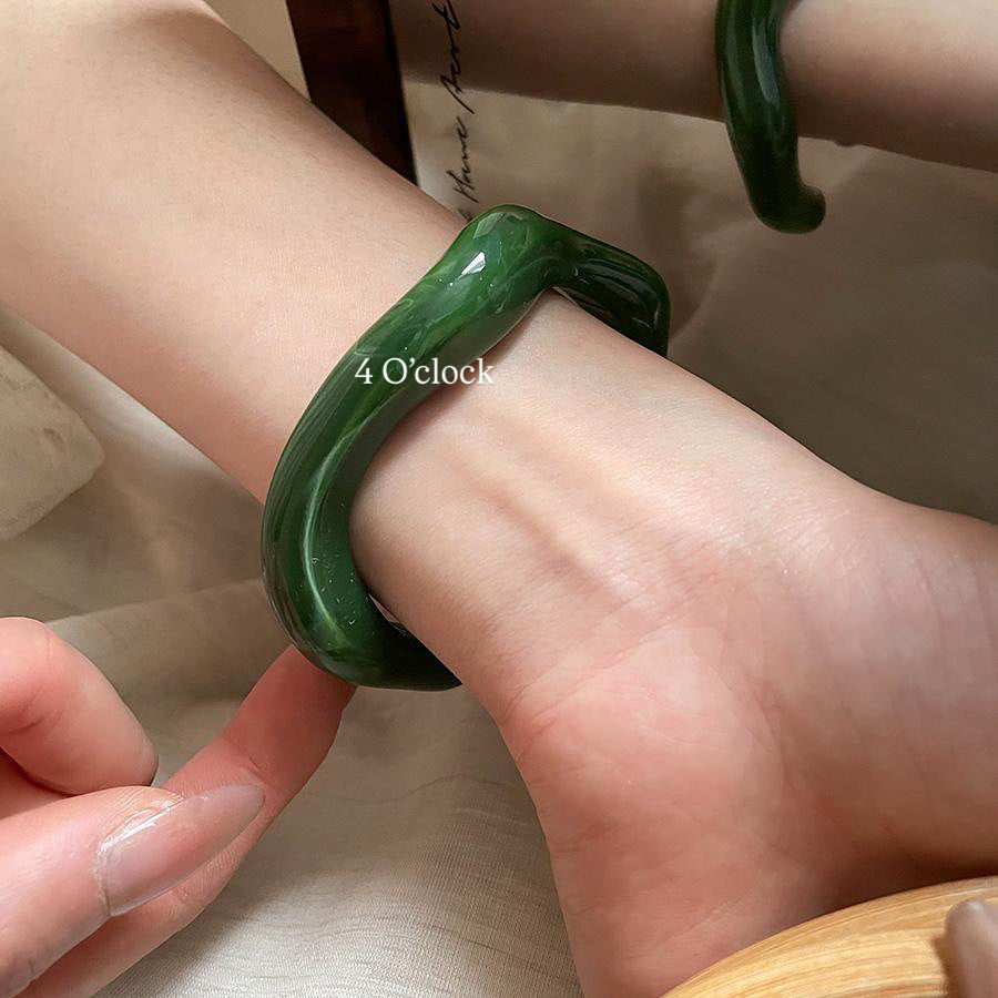 ✨HC111: Elastic Resin Bangles/Bracelet - Dark Green💗
