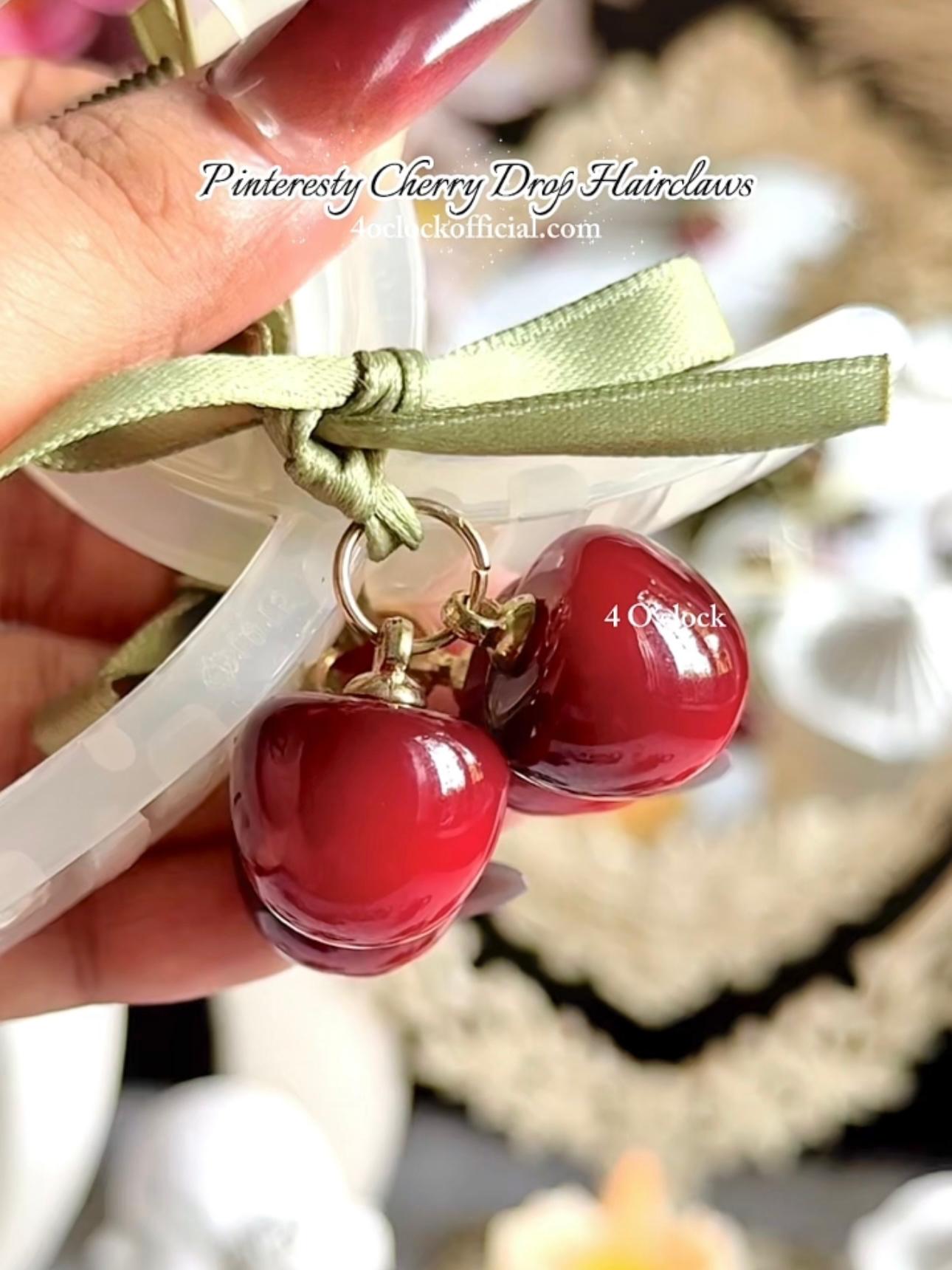 🍒✨Pinterestcore Cherry Drop Hairclaw - Off White✨🍒