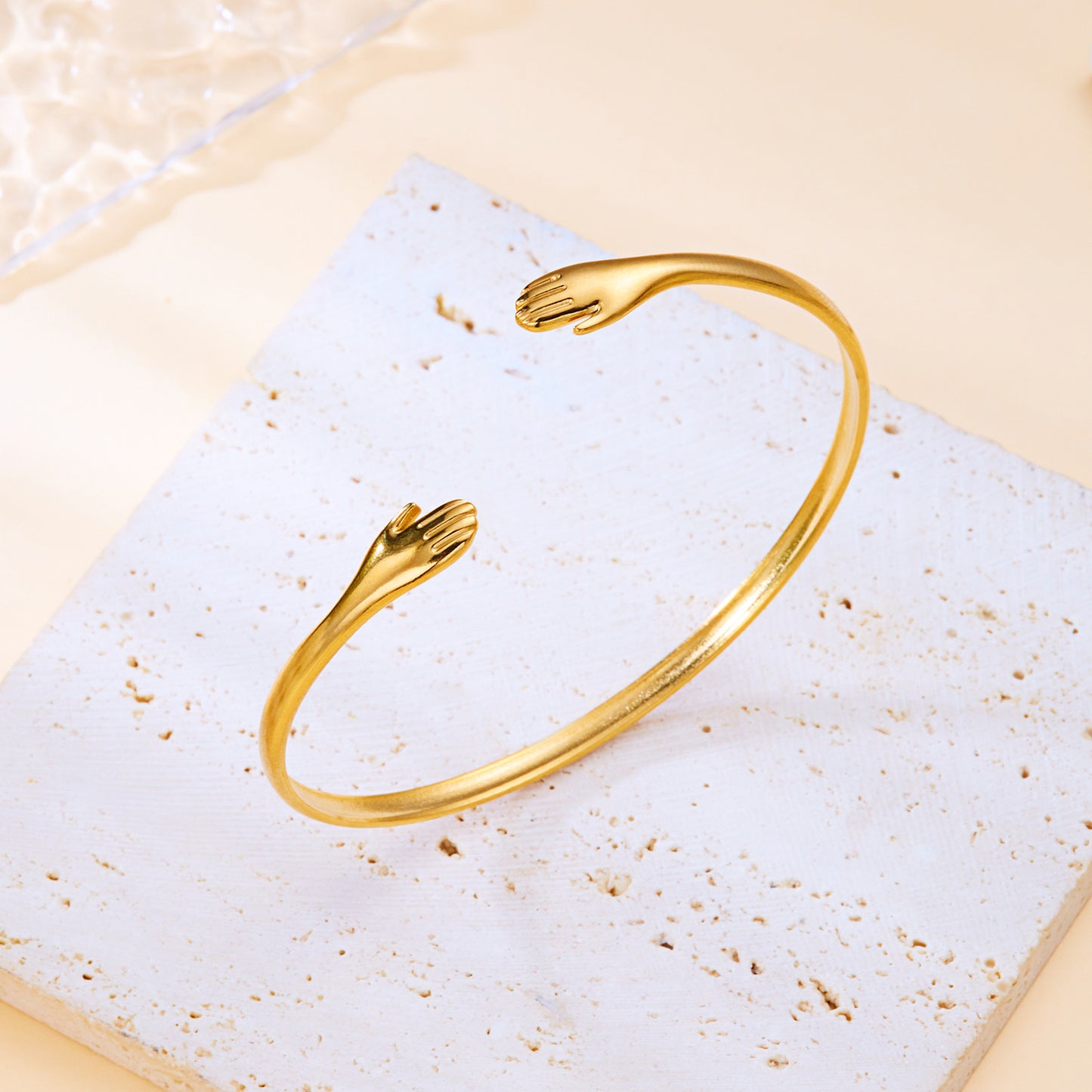 ✨HC147: 18k Gold Plated Stainless Steel Handcuff for Stack: Eternal Hand Cuff (Golden)✨