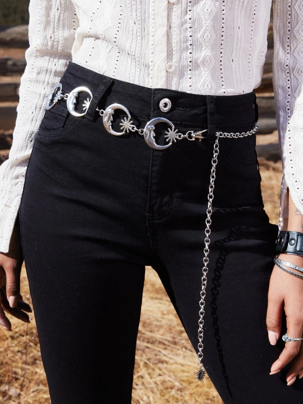 ✨WC09: Pinteresty Waist Chains: Half Moon Star (Silver)💫