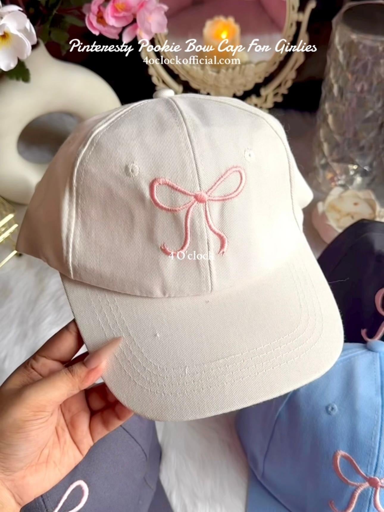 🧢🎀Pookie Bow Cap: Off White🎀🧢