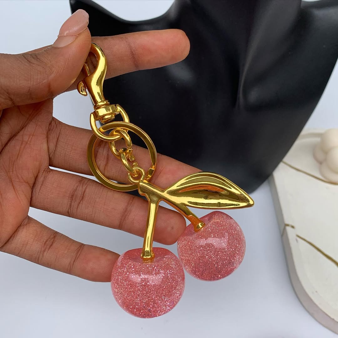 ✨🍒Pink Glitter Cherry Bag Charm/Keychain🍒✨