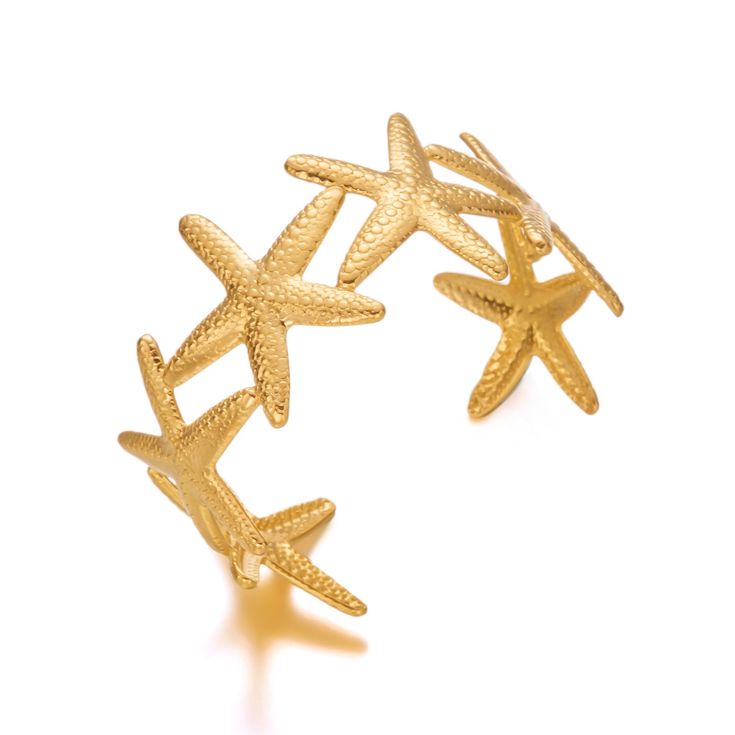 ✨HC140: 18k Gold Plated Stainless Steel Handcuff for Stack: Starfish Cuff (Golden)✨
