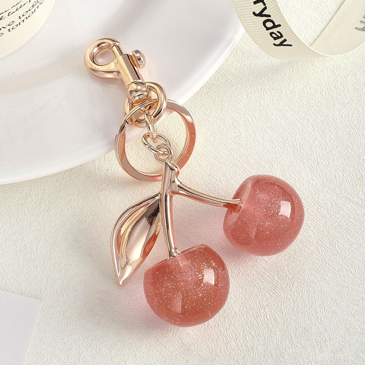 ✨🍒Pink Glitter Cherry Bag Charm/Keychain🍒✨