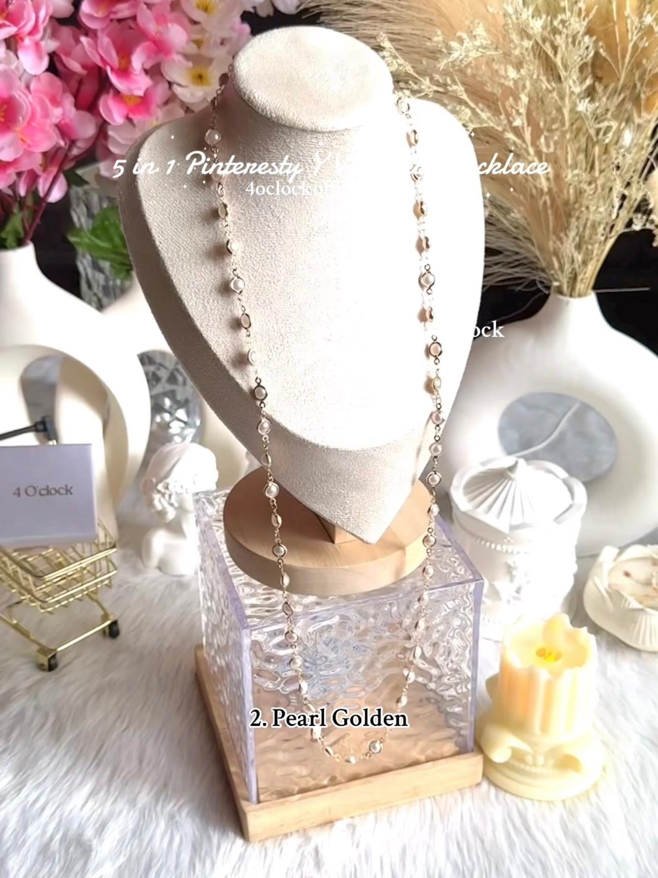 ✨5 in 1 neckpiece /handchain / bracelet stack: Pearl Golden💫