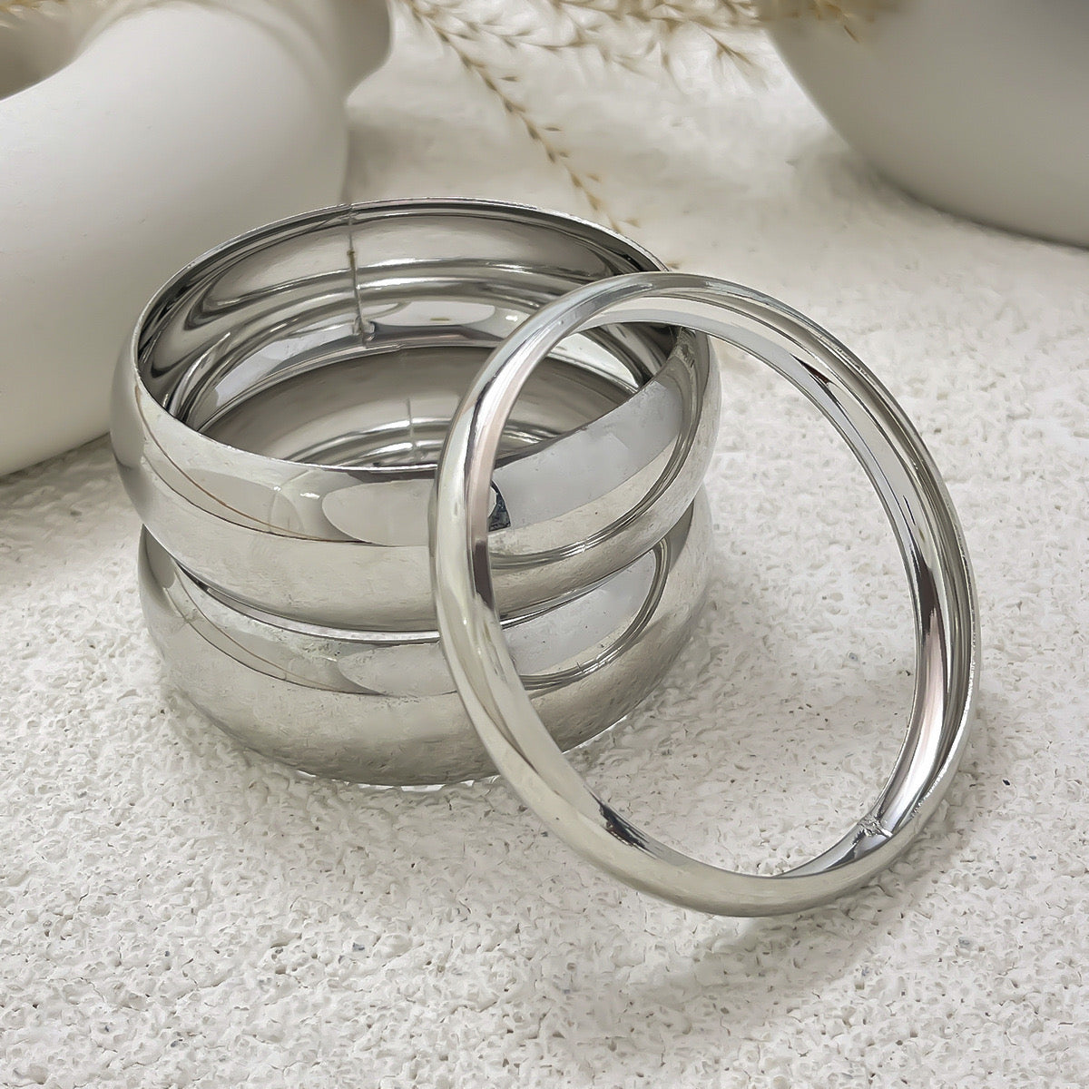 ✨HC62: Bangles Sets for Stack: 3 Bangles Sets (Silver)✨