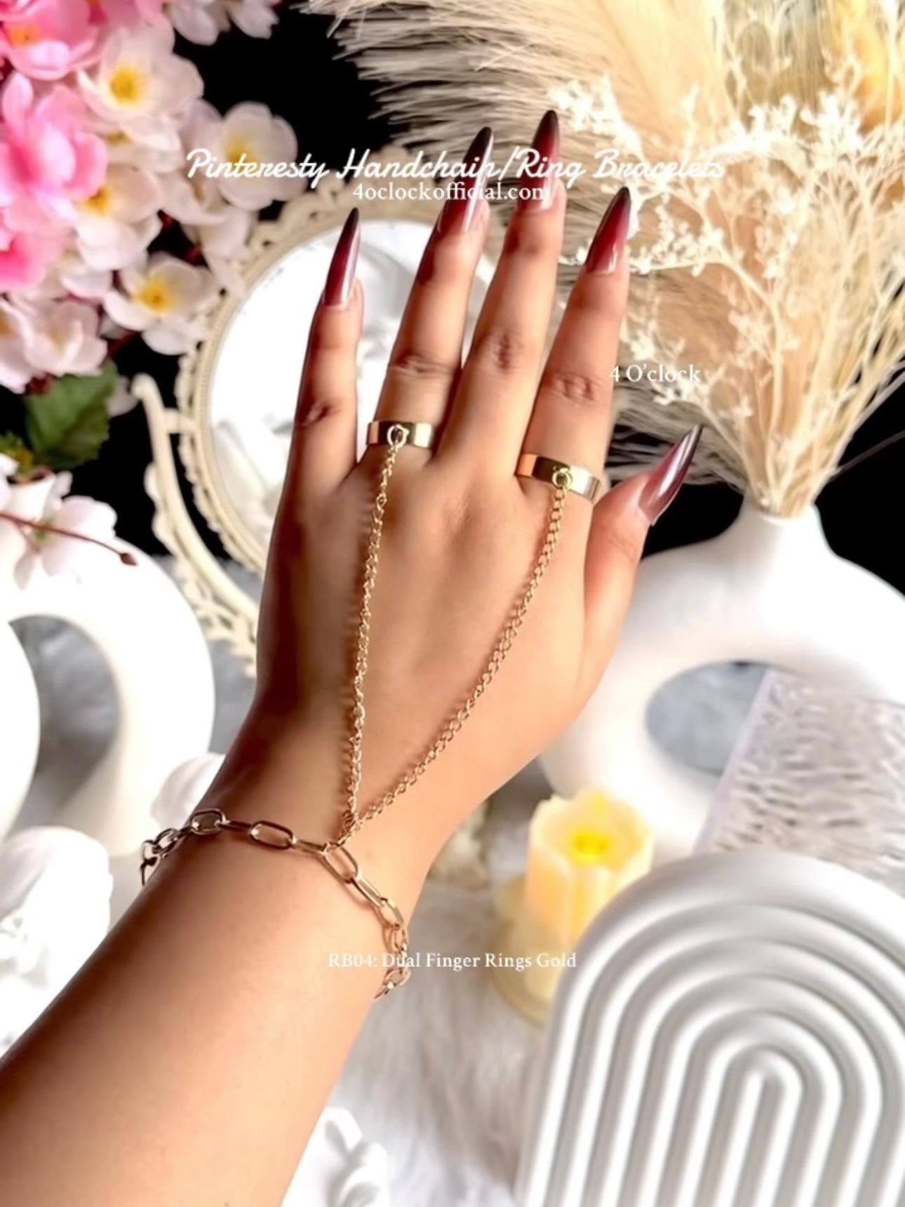✨RB04: Ringchain Bracelet:Dual Rings Gold✨
