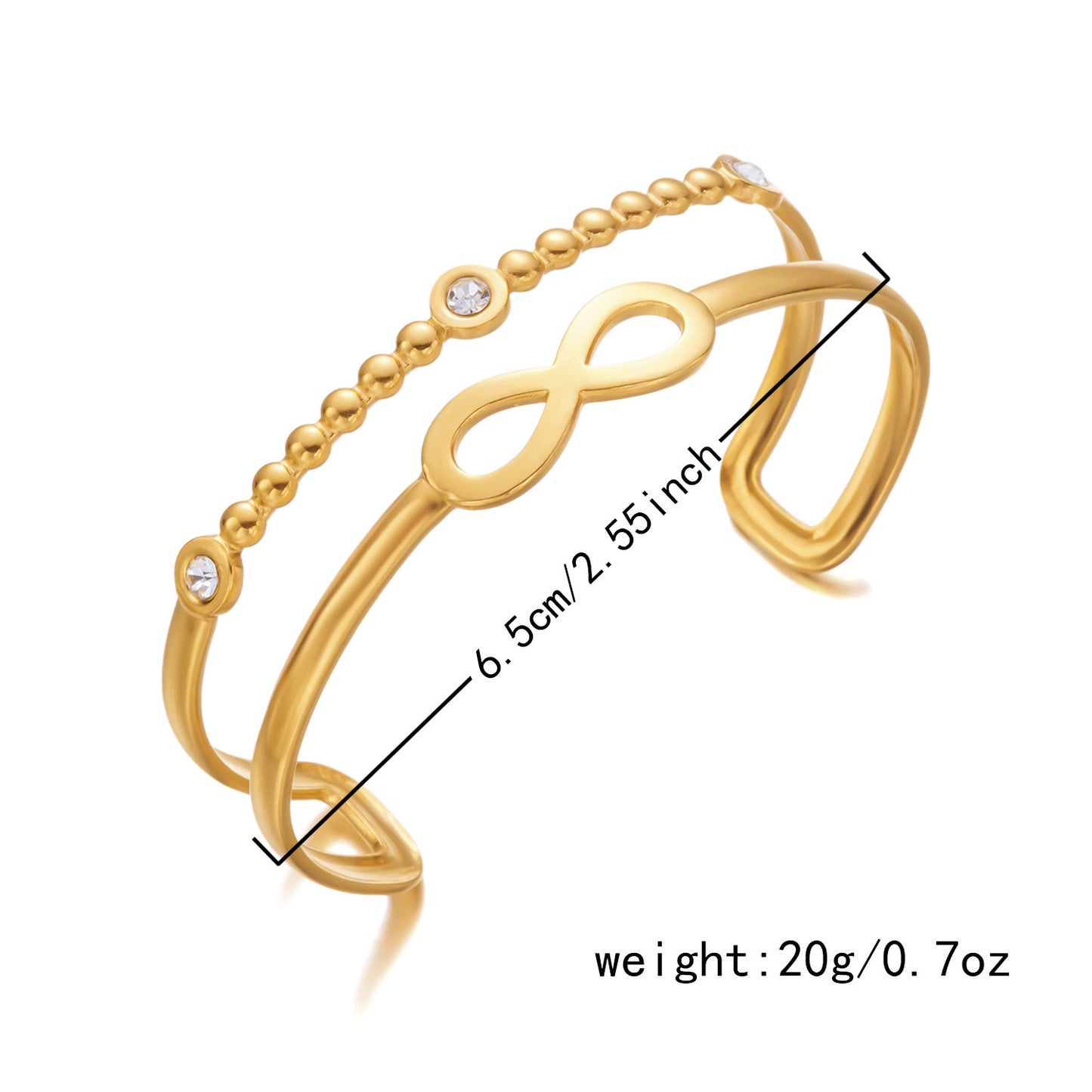 ✨HC142: 18k Gold Plated Stainless Steel Handcuff for Stack: Infinity Cuff (Golden)✨