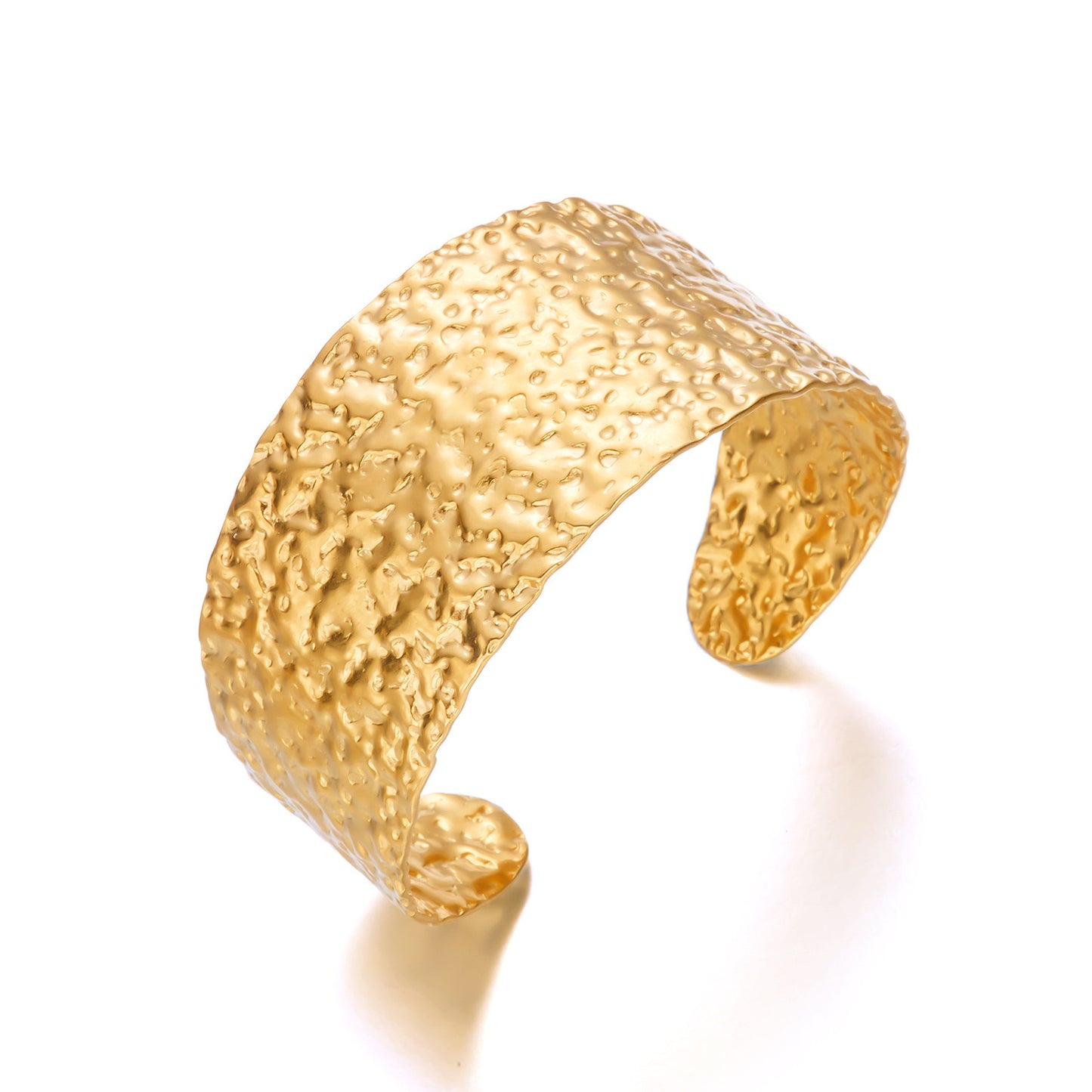 ✨HC145: 18k Gold Plated Stainless Steel Handcuff for Stack: Sculpt Cuff (Golden)✨