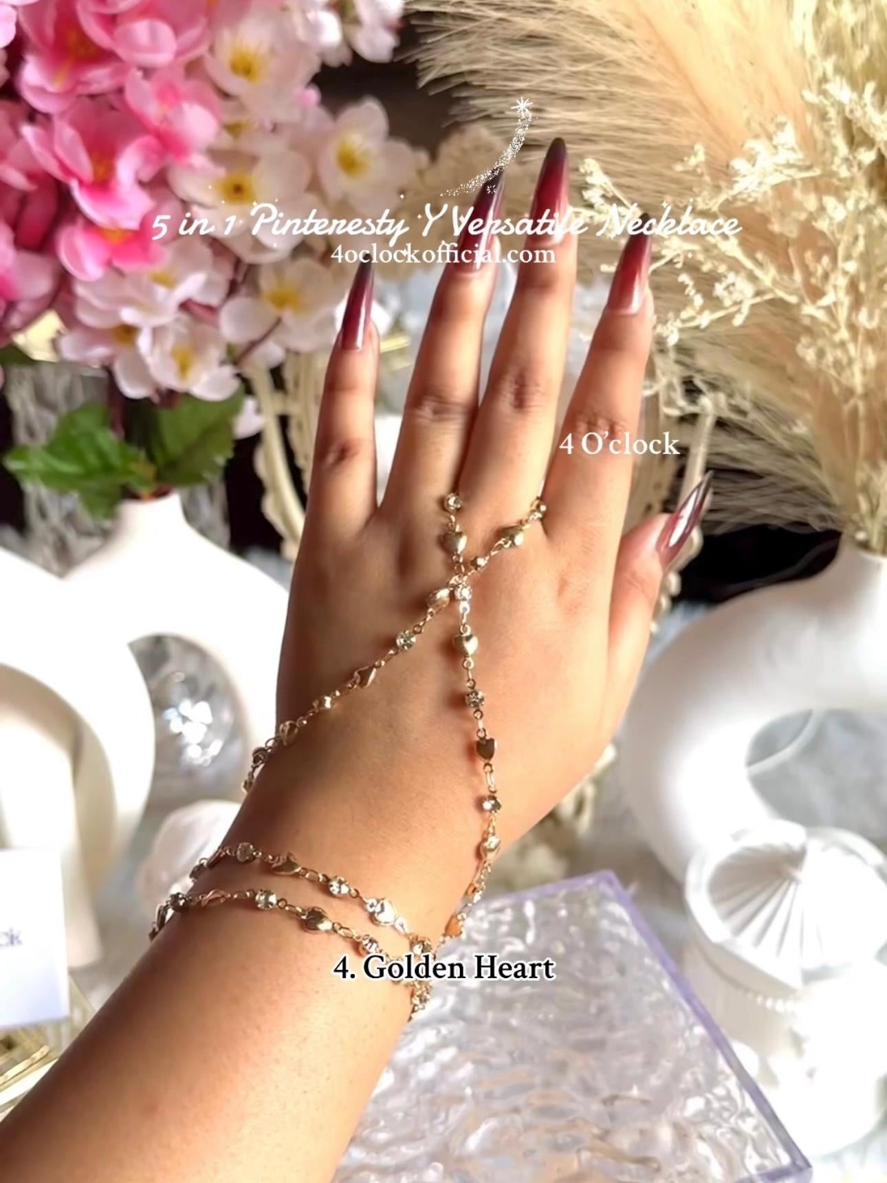 ✨5 in 1 neckpiece /handchain / bracelet stack: Golden Heart💫