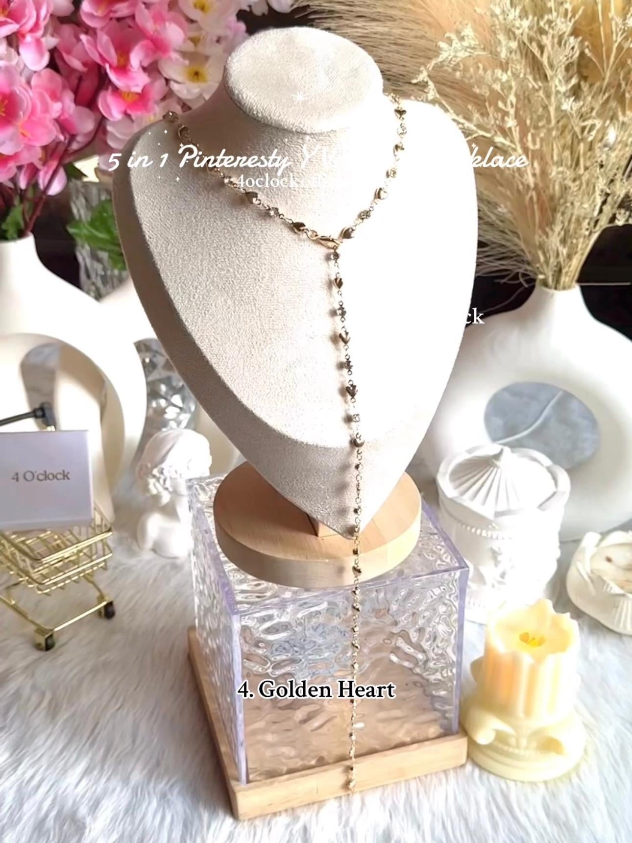 ✨5 in 1 neckpiece /handchain / bracelet stack: Golden Heart💫
