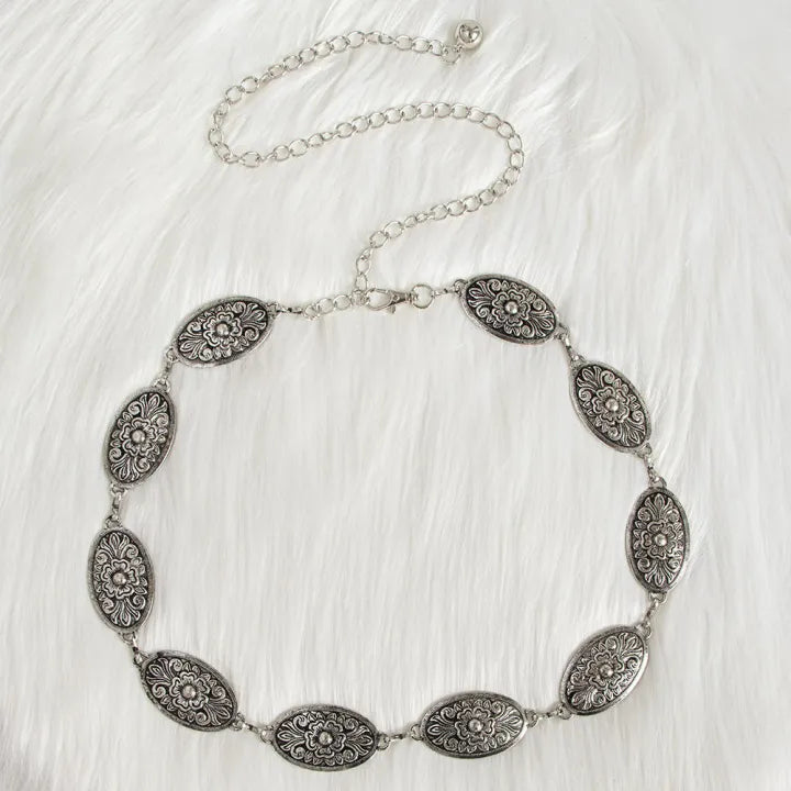 ✨WC25: Pinteresty Waist Chains: Peony Oval (Silver)💫