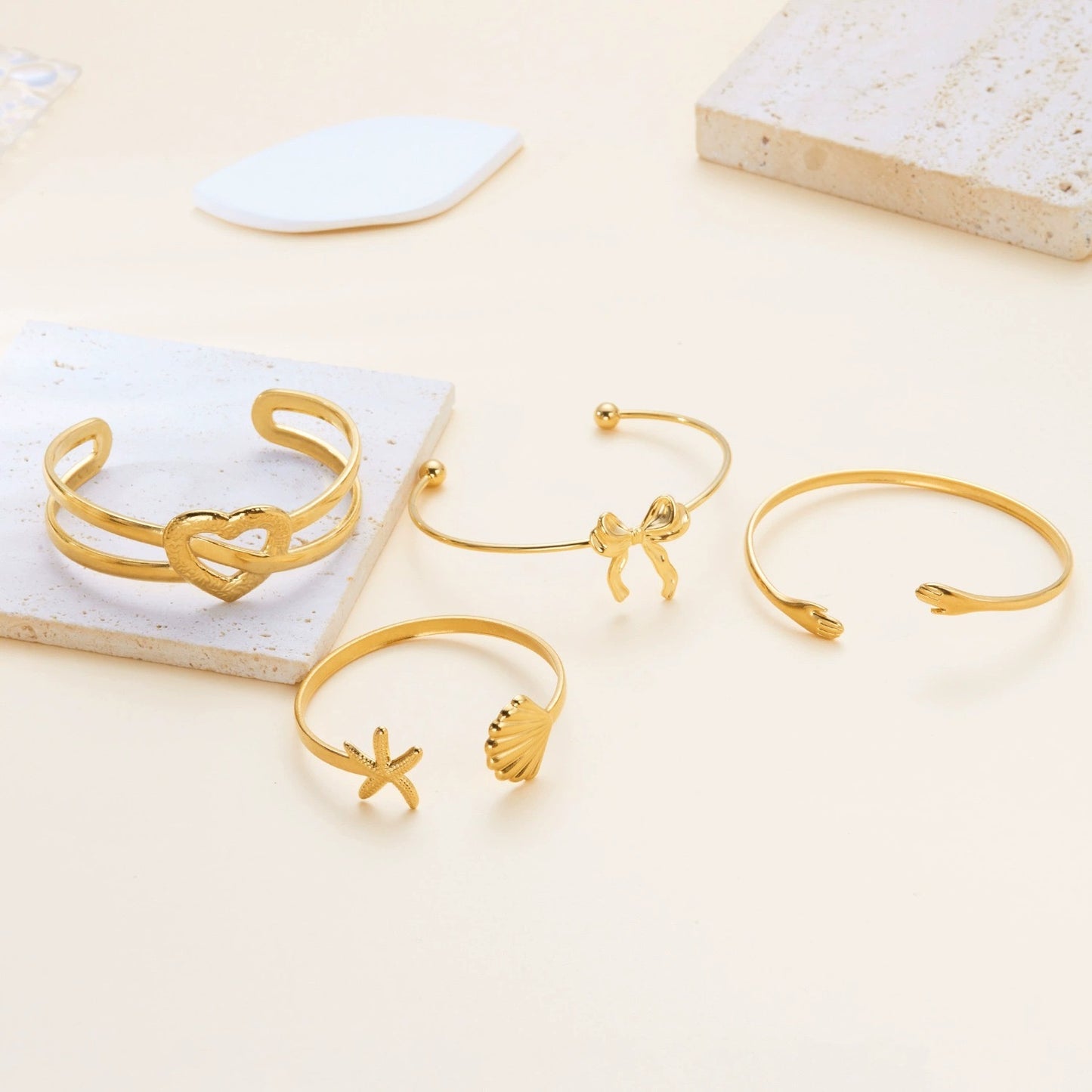 ✨HC143: 18k Gold Plated Stainless Steel Handcuff for Stack: Infinity Heart (Golden)✨