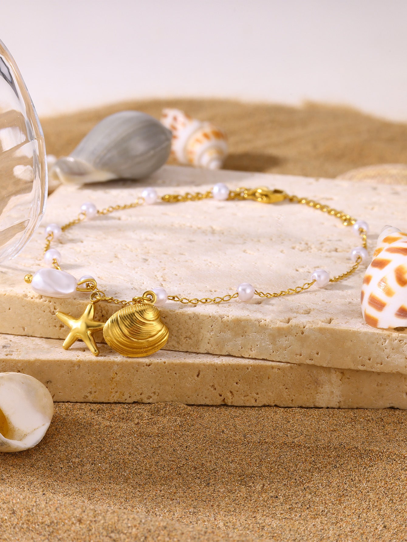 ✨P45: 18k Gold Plated Stainless Steel Pendant:Starfish Shell✨