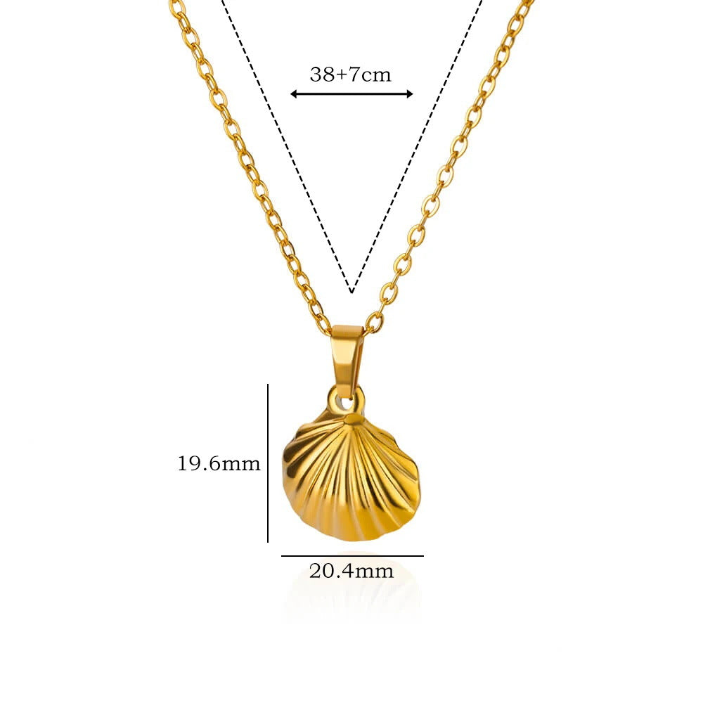 ✨P73: 18k Gold Plated Stainless Steel Pendant:Single Gold Shell ✨