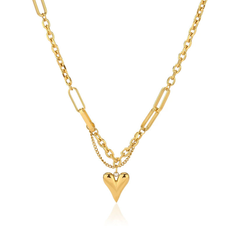 ✨P47: 18k Gold Plated Stainless Steel Pendant:Heart Tassel✨