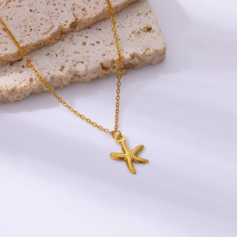✨P72: 18k Gold Plated Stainless Steel Pendant:Starfish ✨