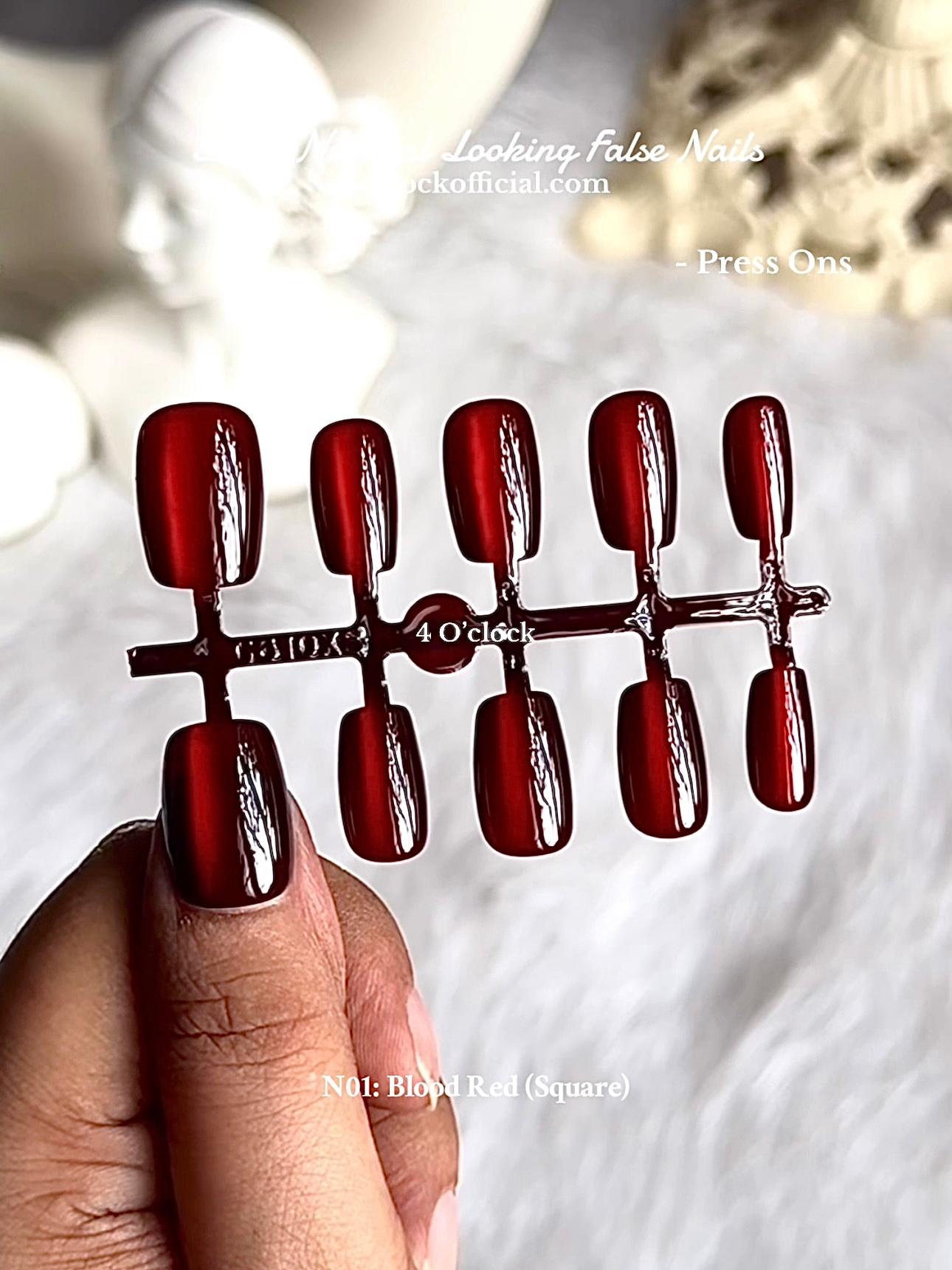 💅N01: Press On Nails: Blood Red (Square)✨ Size: XS