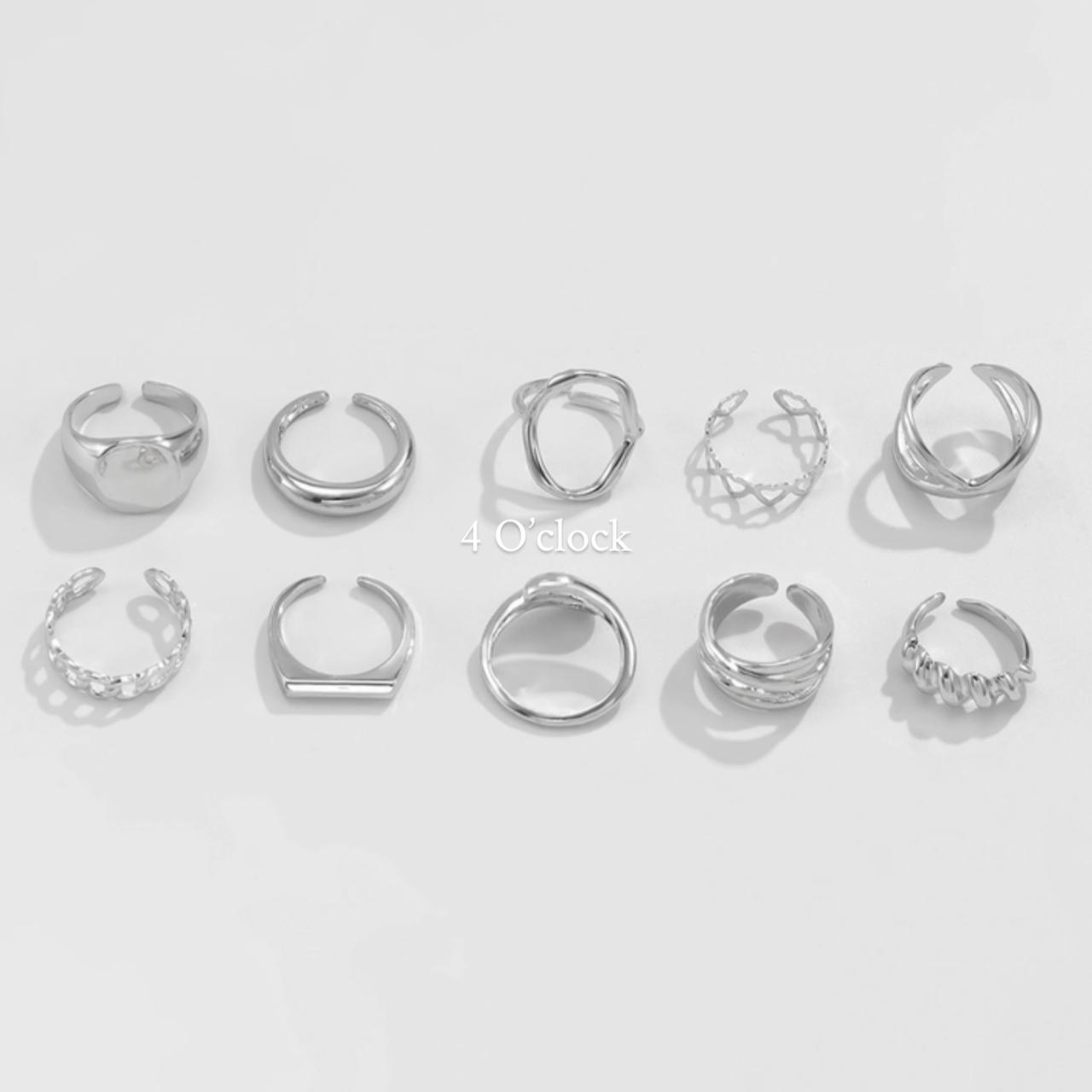 ✨RS04: Maximalistic Finger Ring Sets (Silver) - 10pcs✨