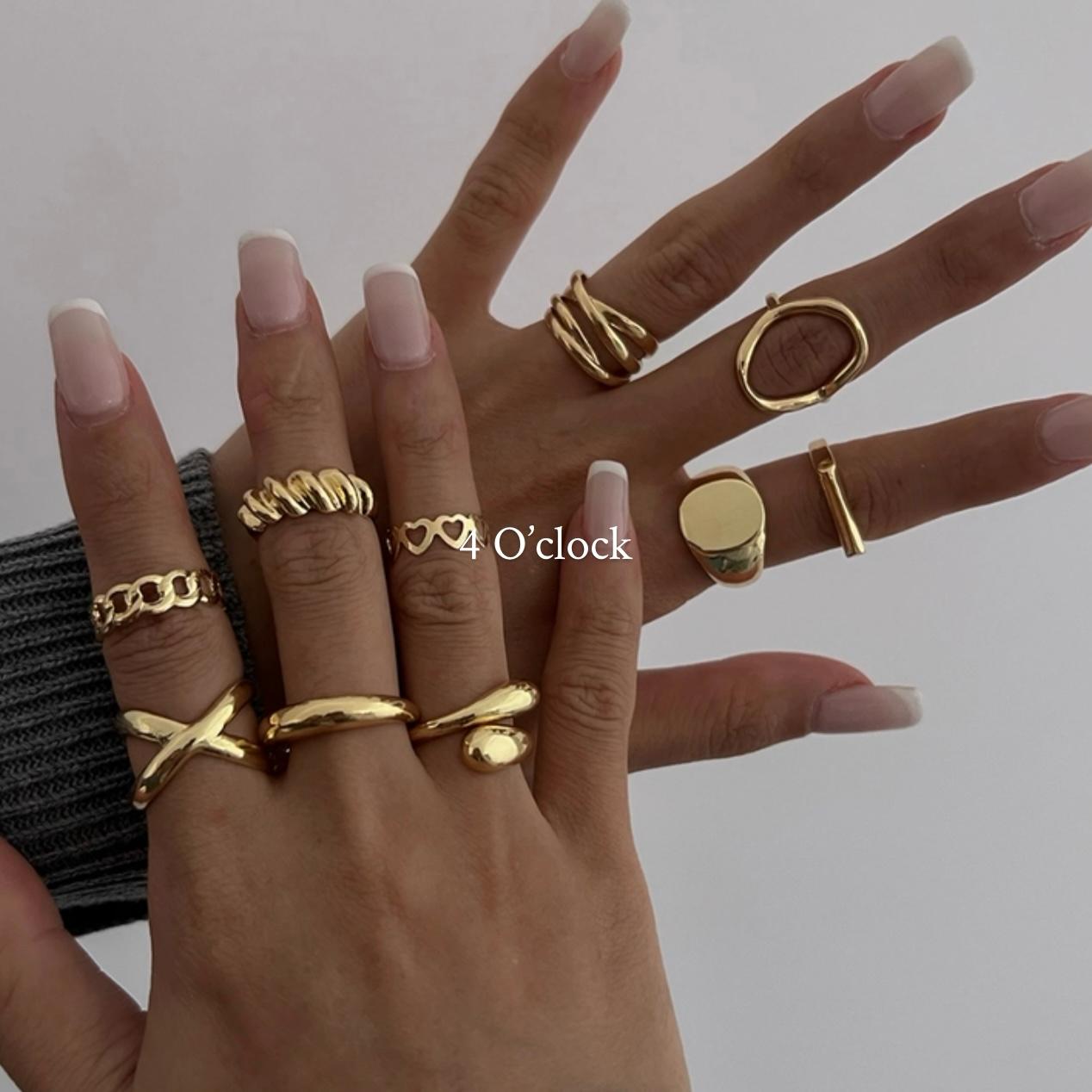 ✨RS03: Maximalistic Finger Ring Sets (Golden) - 10pcs✨