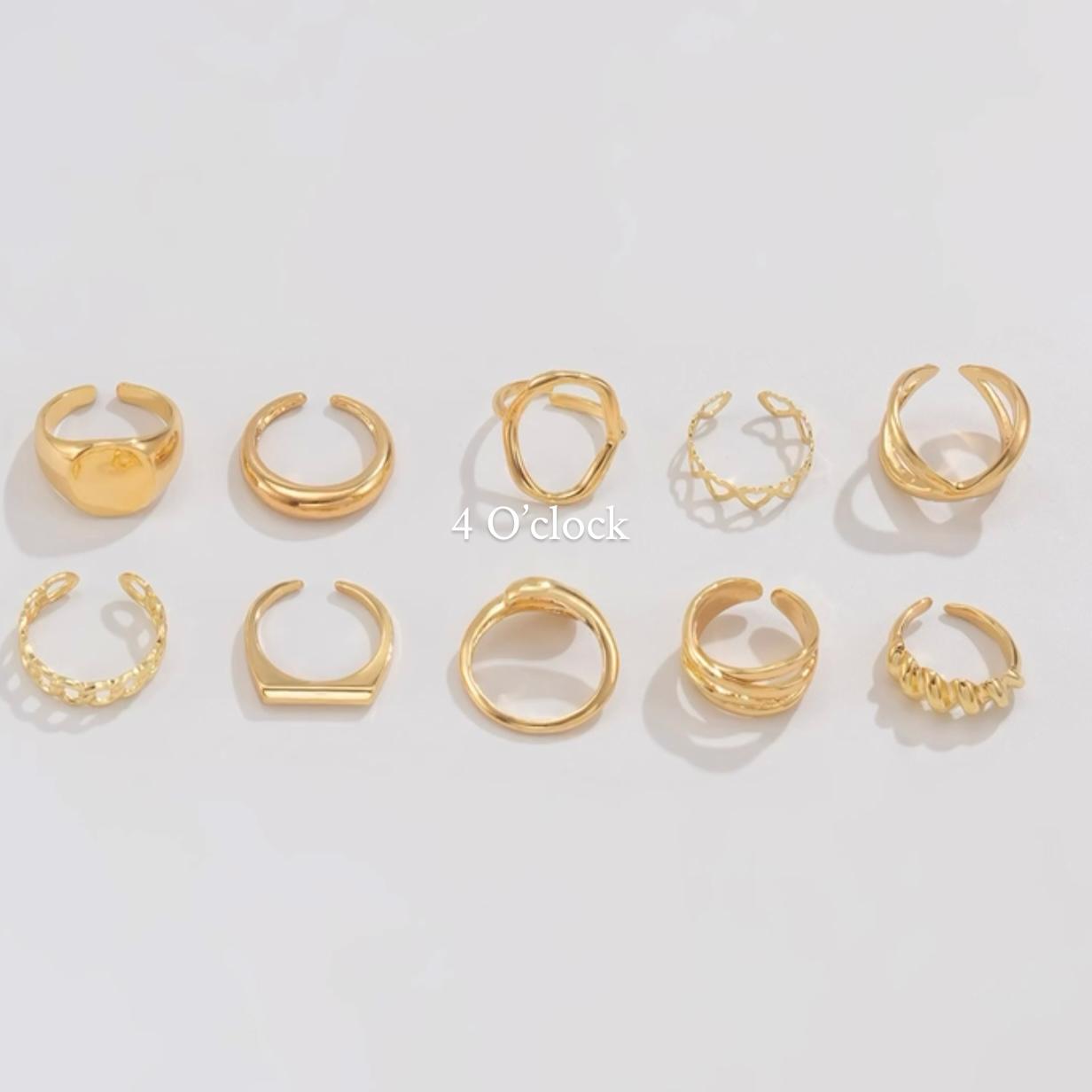 ✨RS03: Maximalistic Finger Ring Sets (Golden) - 10pcs✨