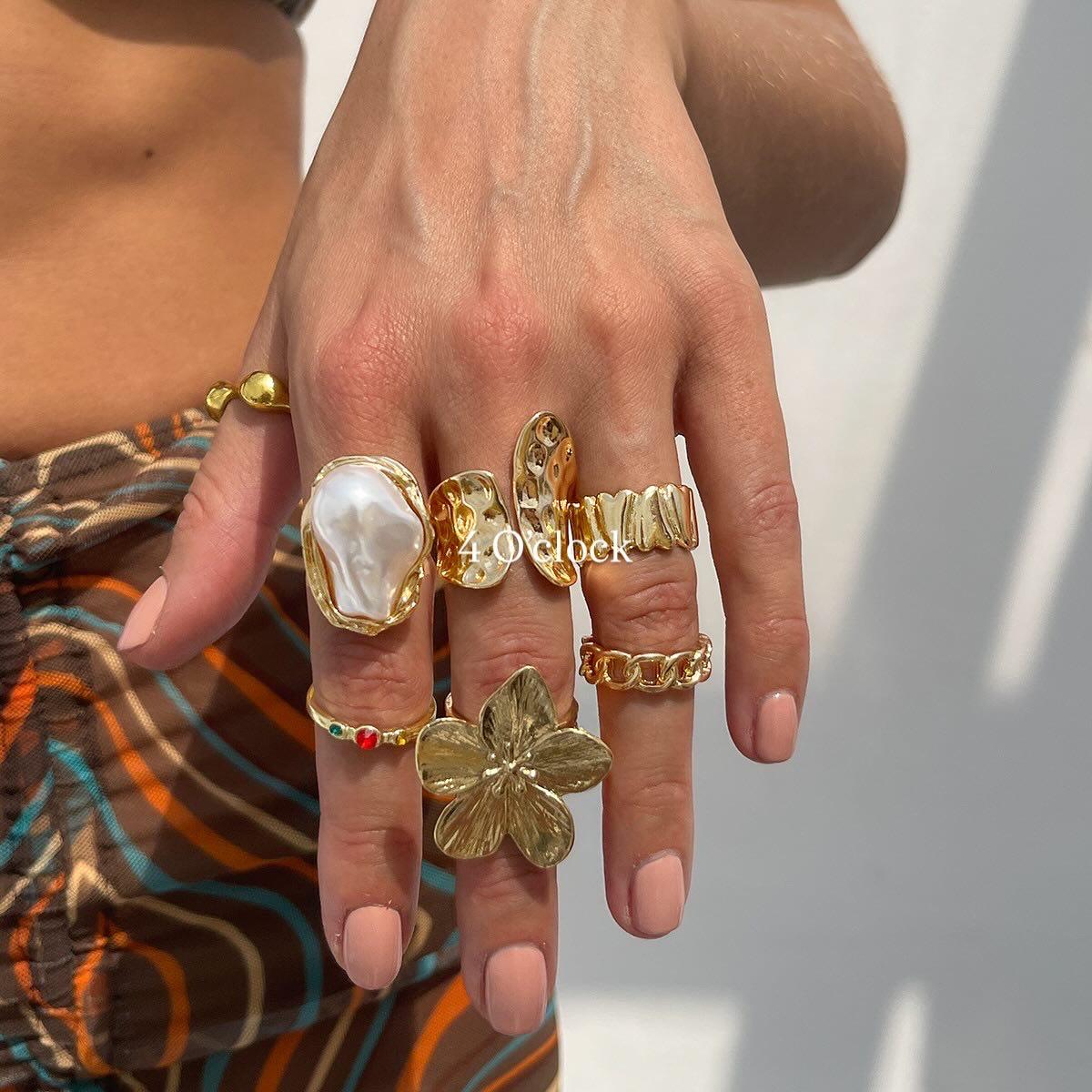 ✨RS29: Maximalistic Finger Ring Sets (Golden) - 6pcs